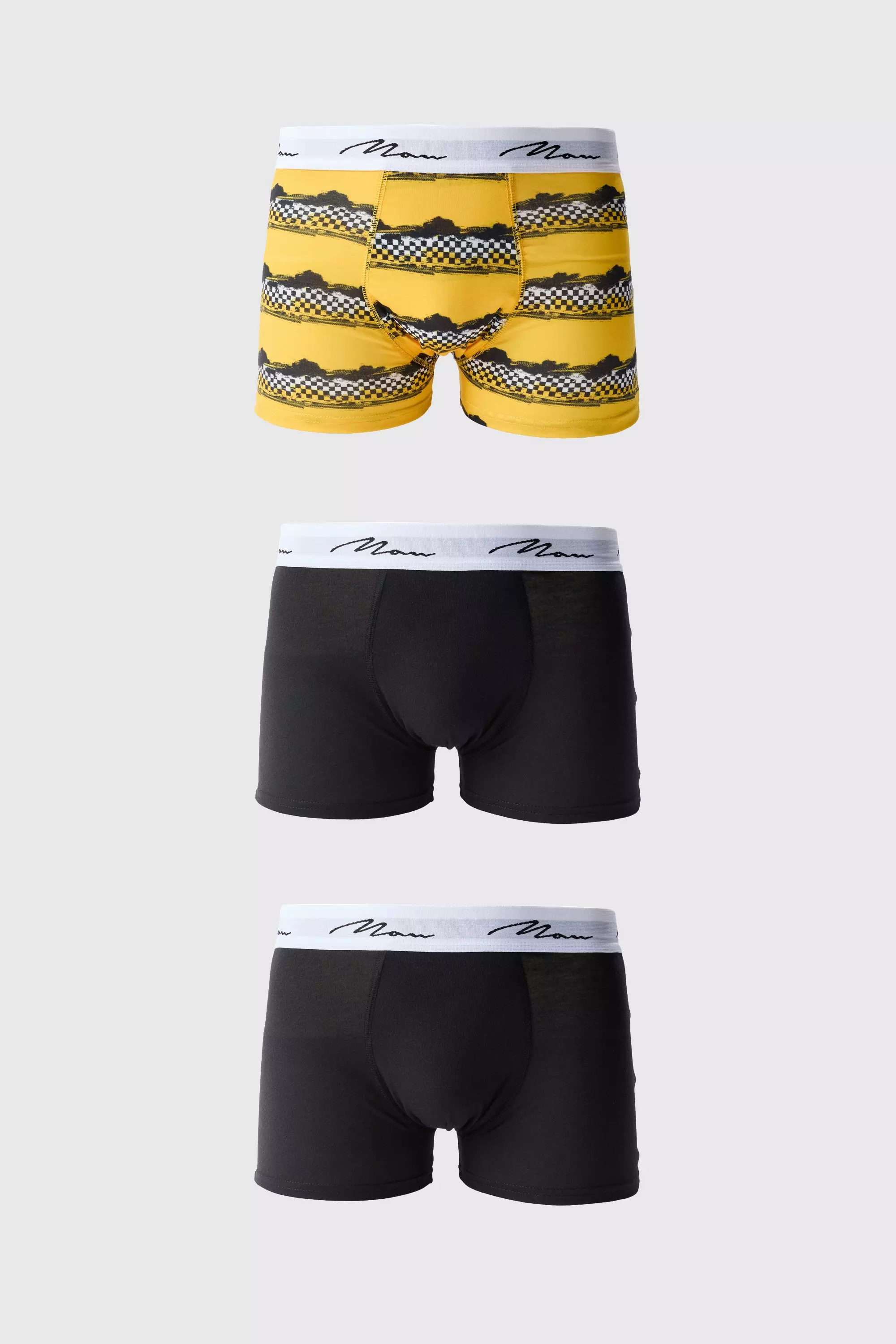 3 Pack Man Moto Printed Boxers Yellow