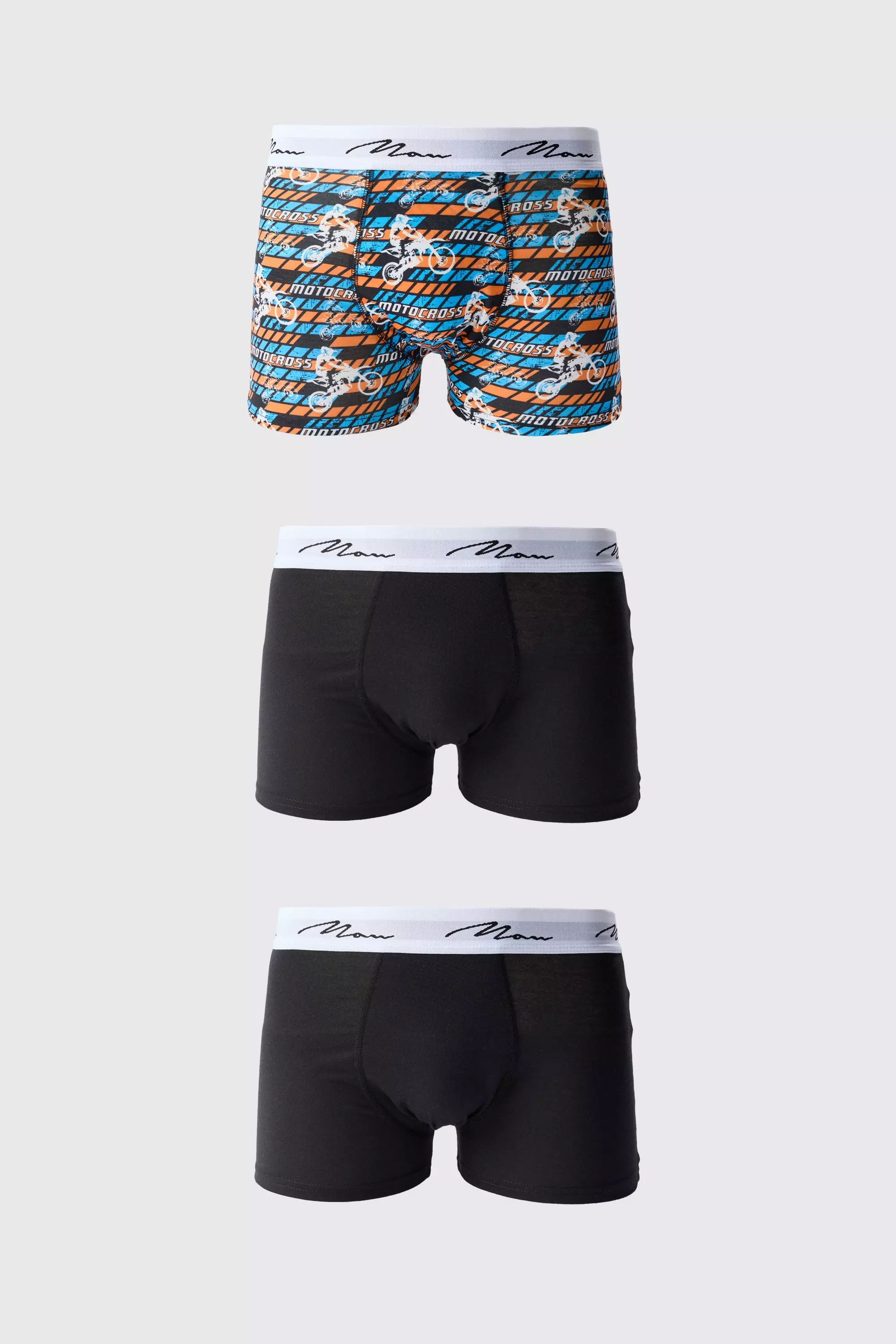 Multi 3 Pack Man Moto Cross Printed Boxers