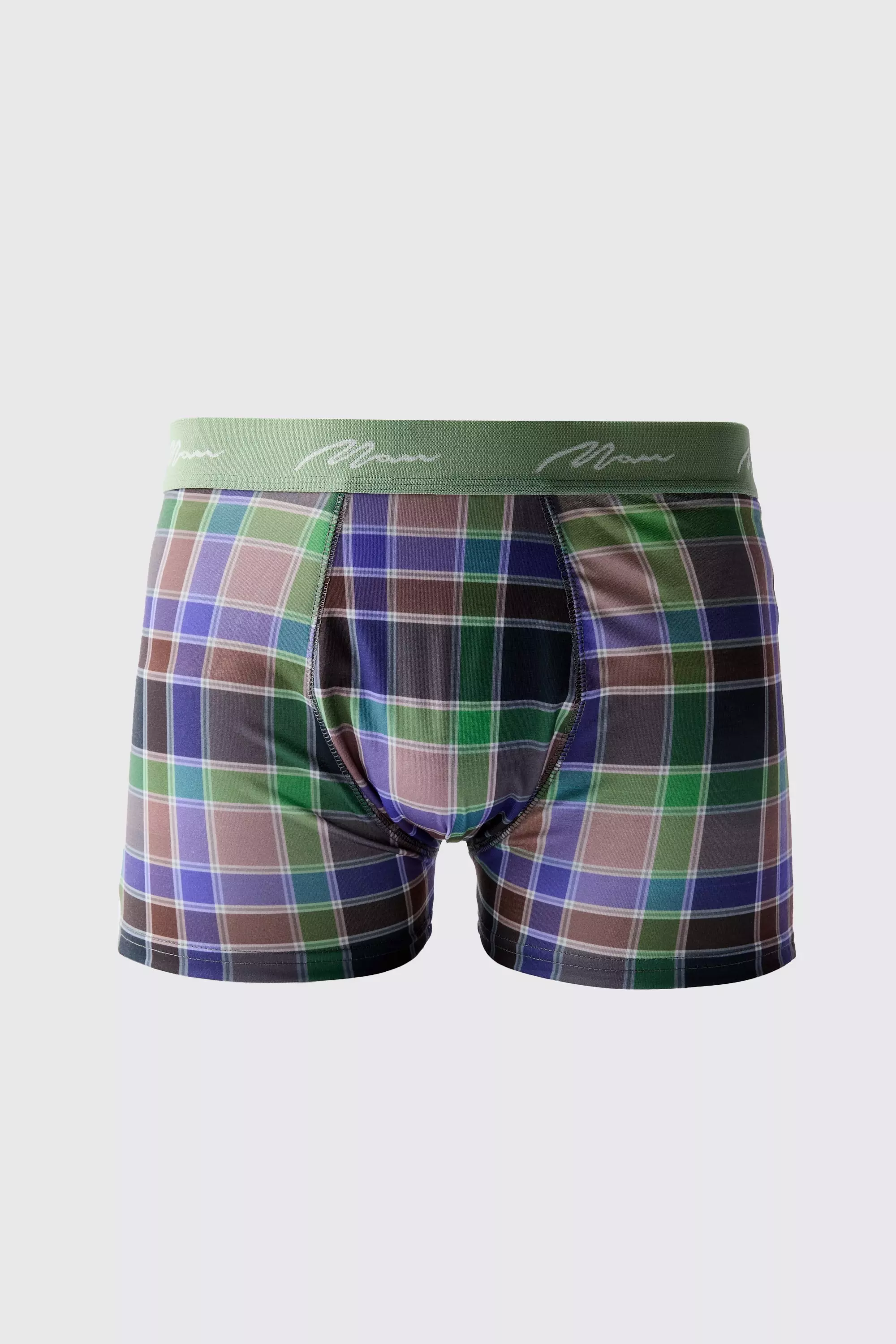 Man Plaid Printed Boxers Multi