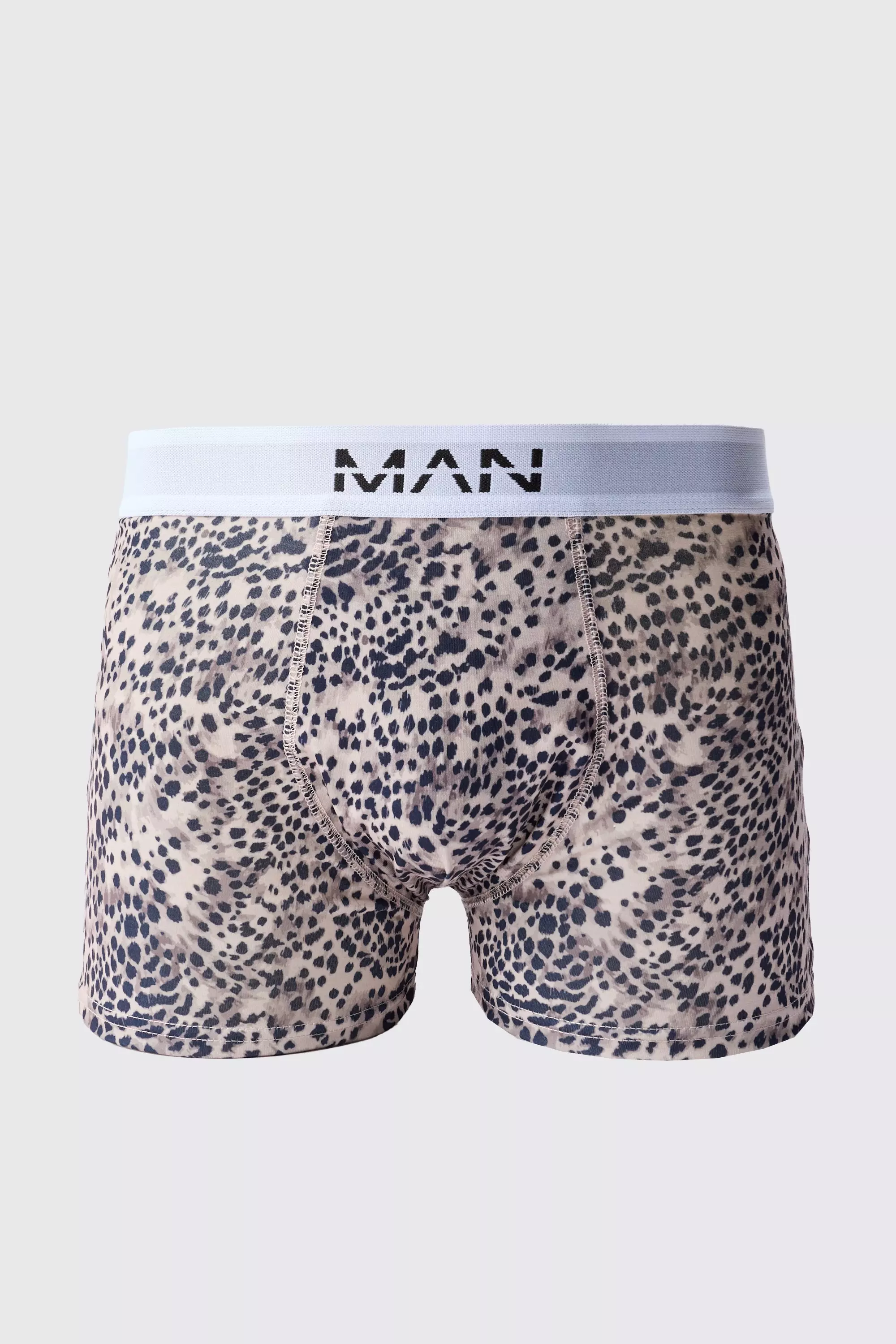 Man Leopard Printed Boxers Grey