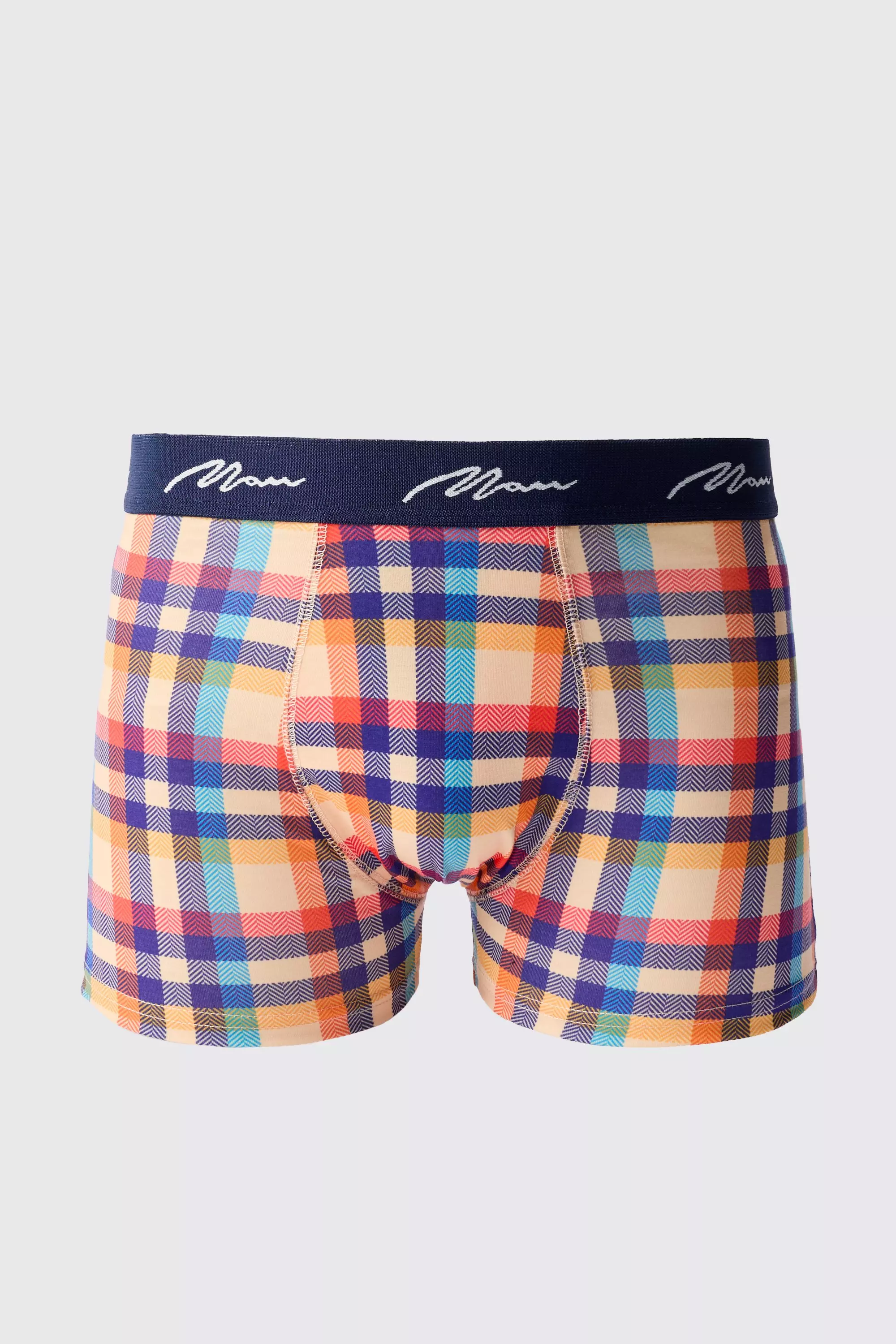 Man Signature Plaid Printed Boxers Multi