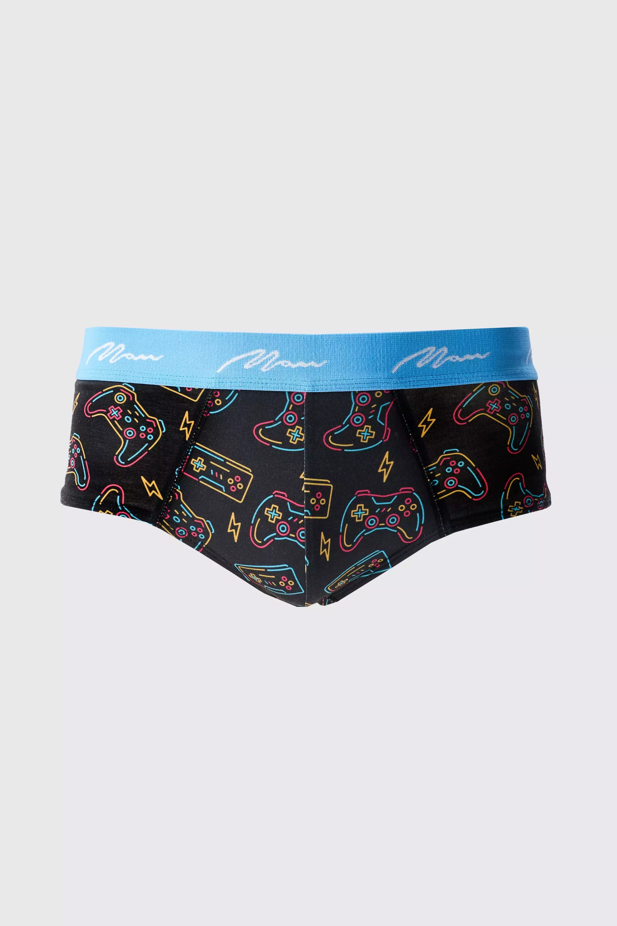 Man Gaming Printed Briefs Black