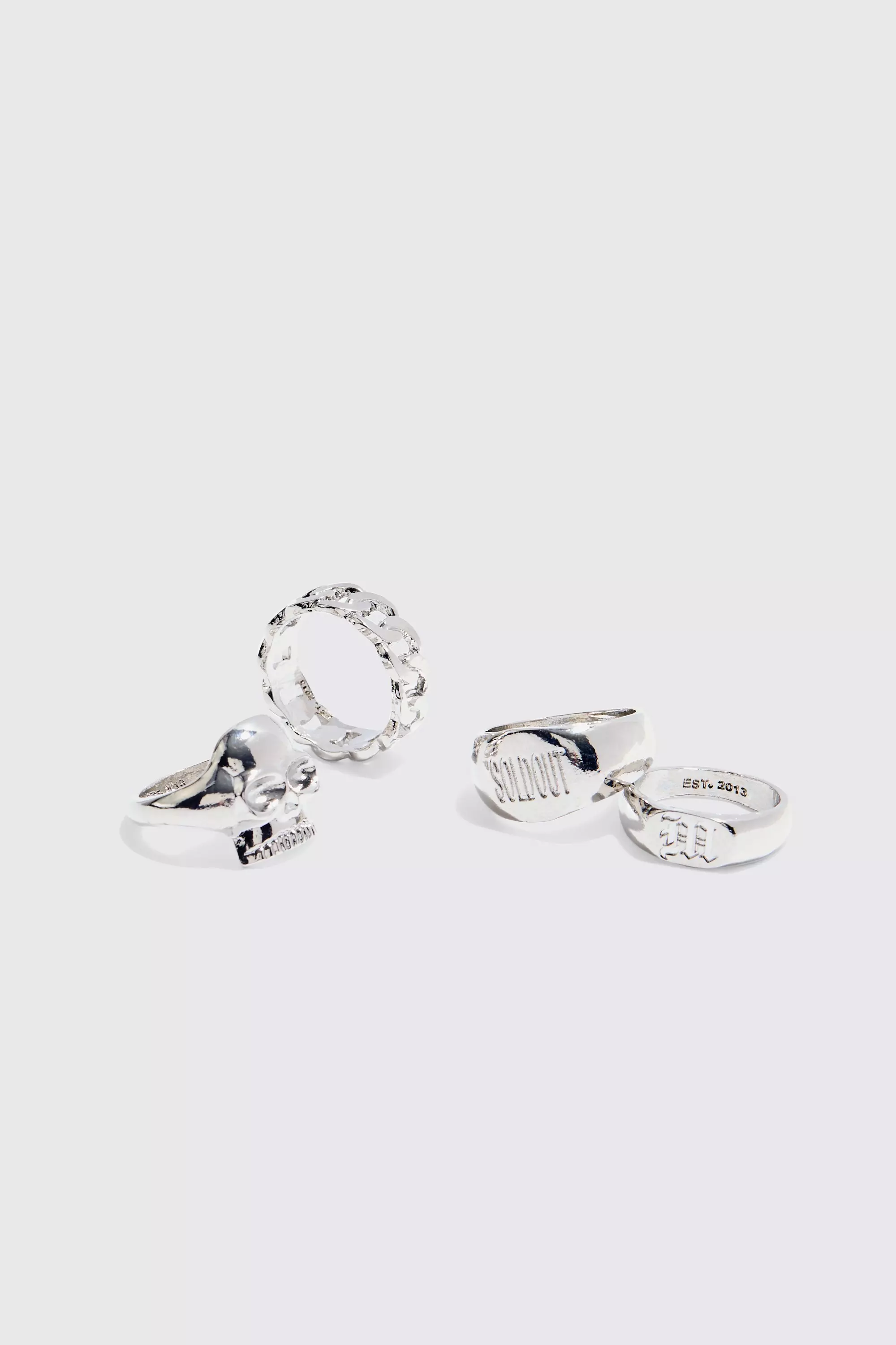 Anelli In Argento - Set Di 4 Paia, Silver immagine alternativa