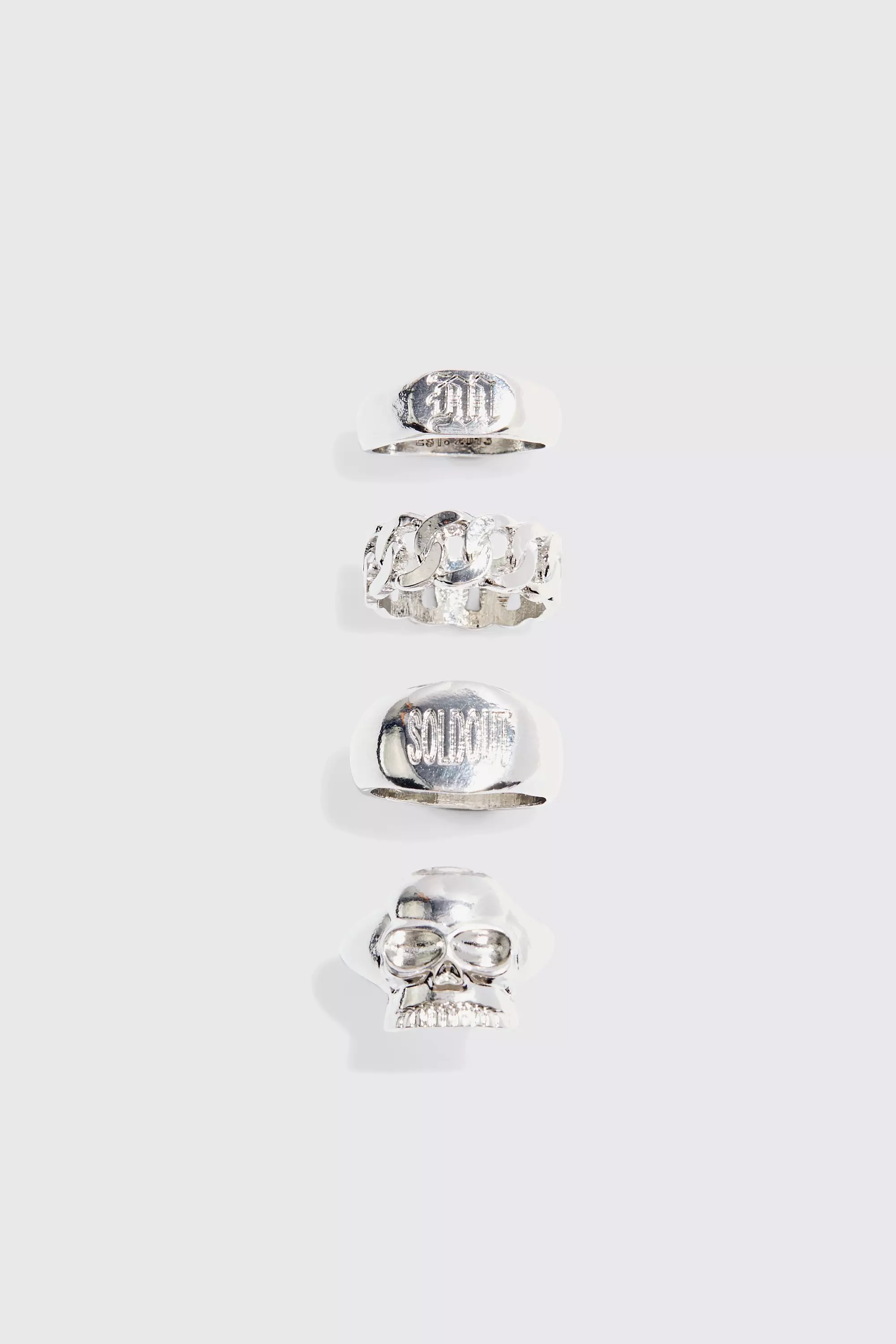 Anelli In Argento - Set Di 4 Paia, Silver immagine alternativa