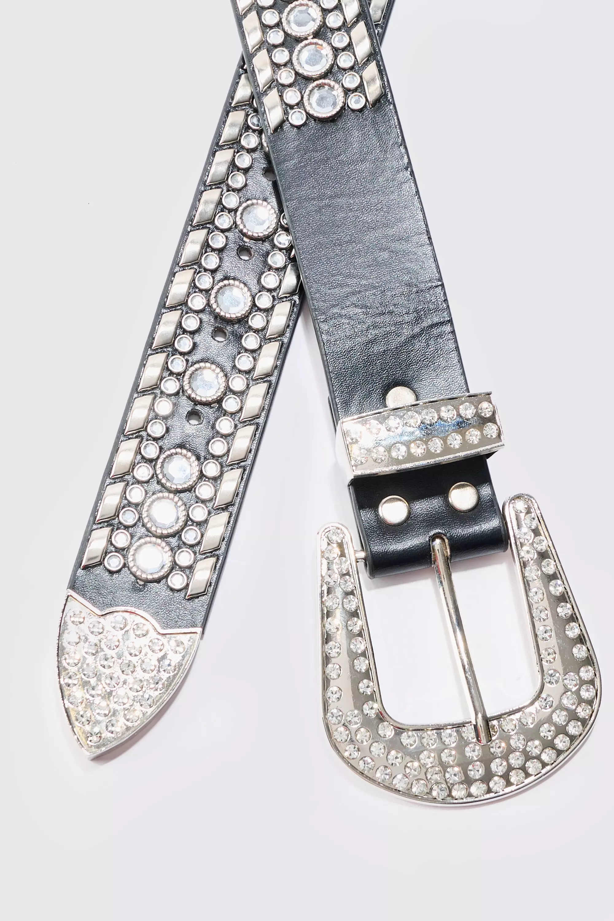 Studded Western Belt In Black | boohooMAN USA