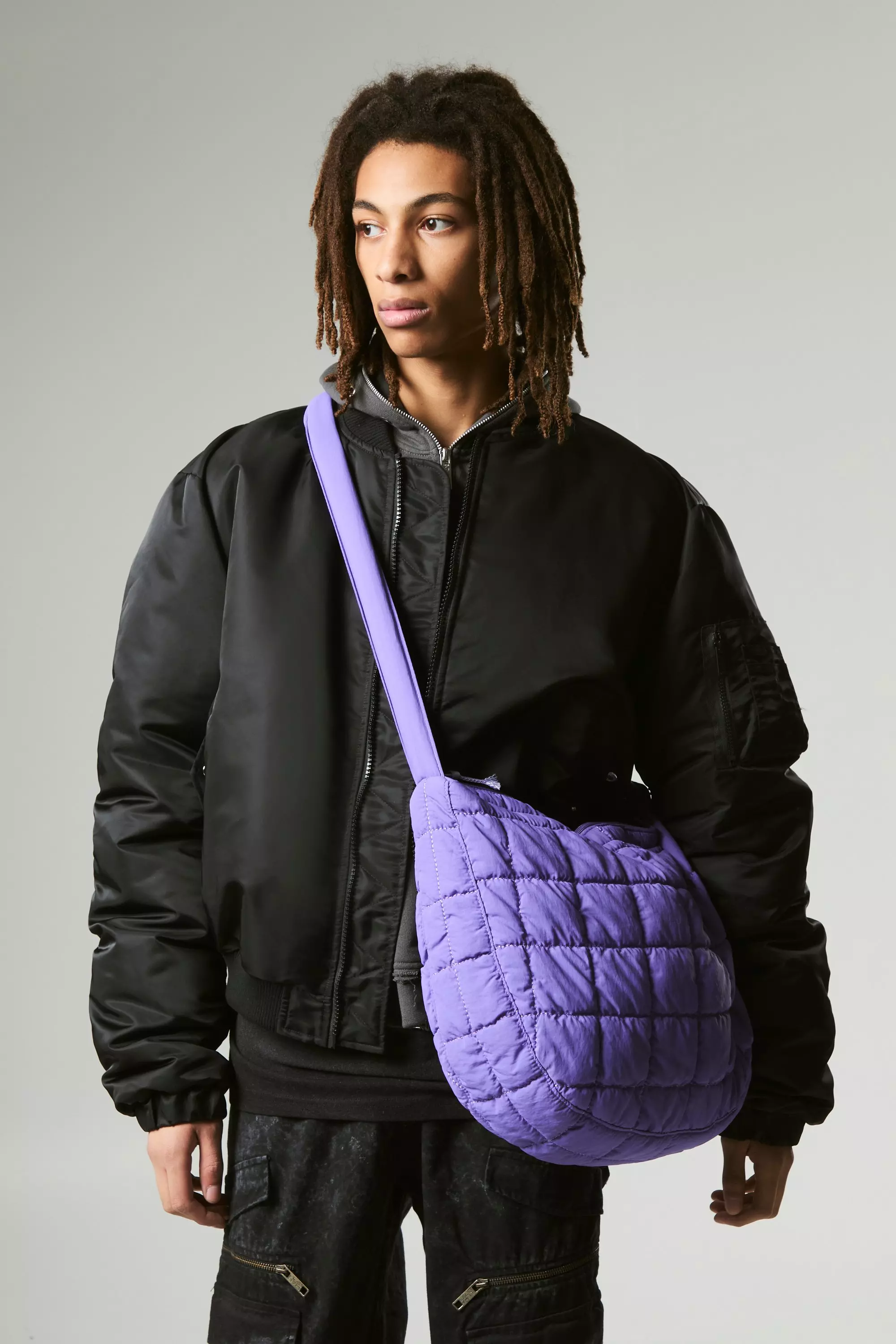 Quilted Cross Body Sling Bag In Purple Purple