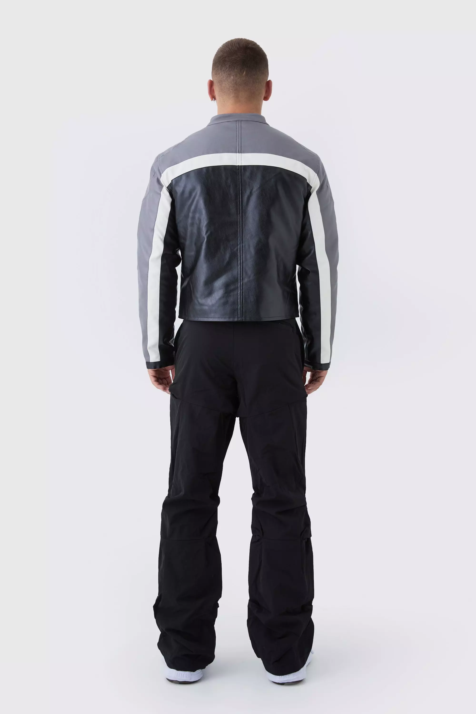 Slim Fit Flare Stacked Pants With Ruched Detail | boohooMAN USA