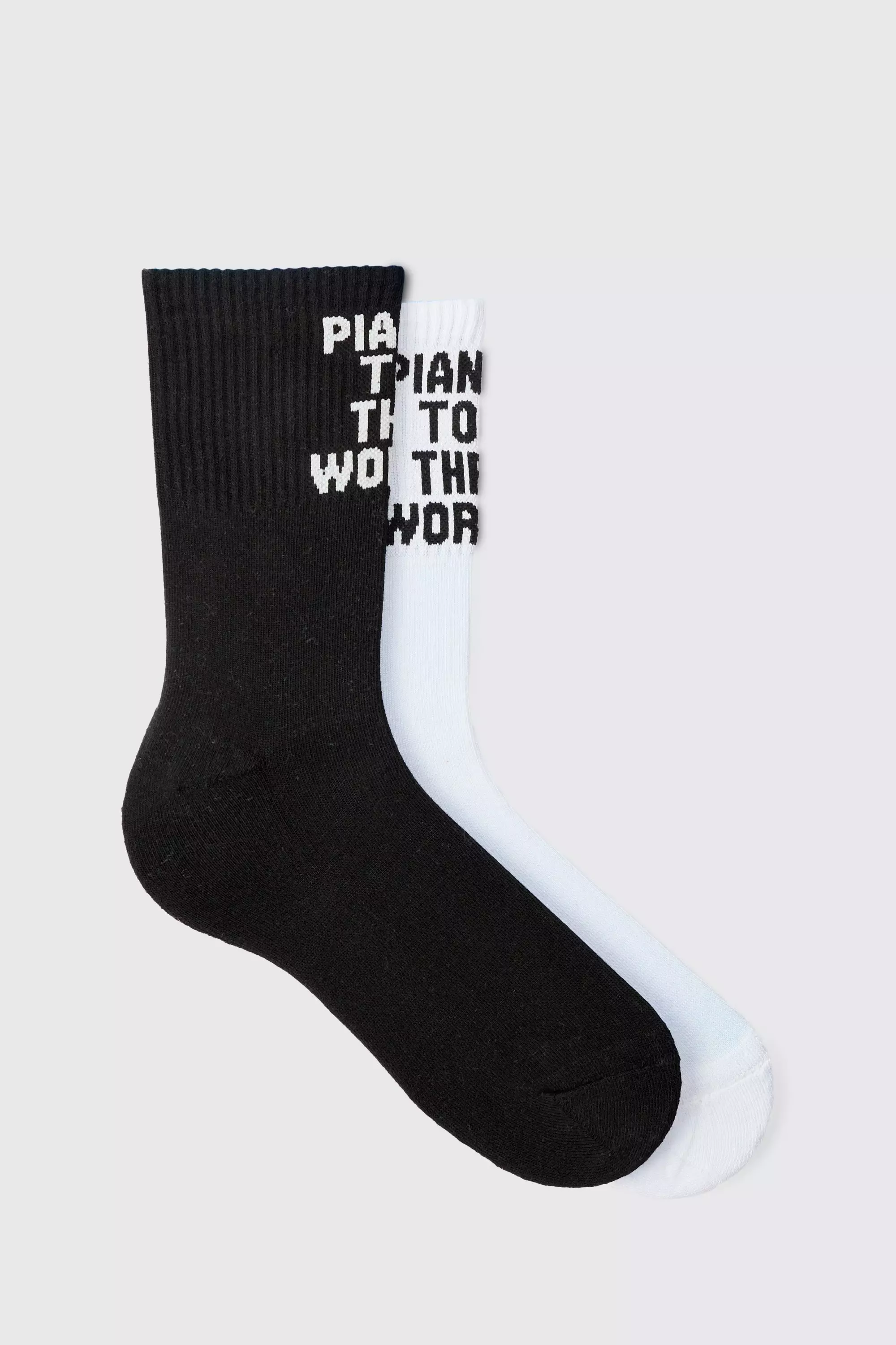 Multi 2 Pack Slogan Sports Socks