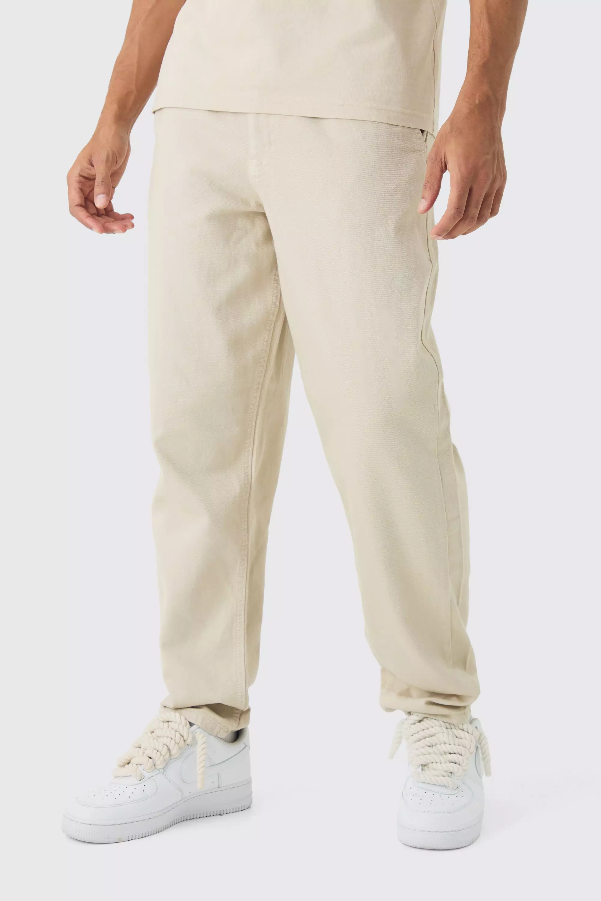 Baggy Tapered Chinos In Stone Stone