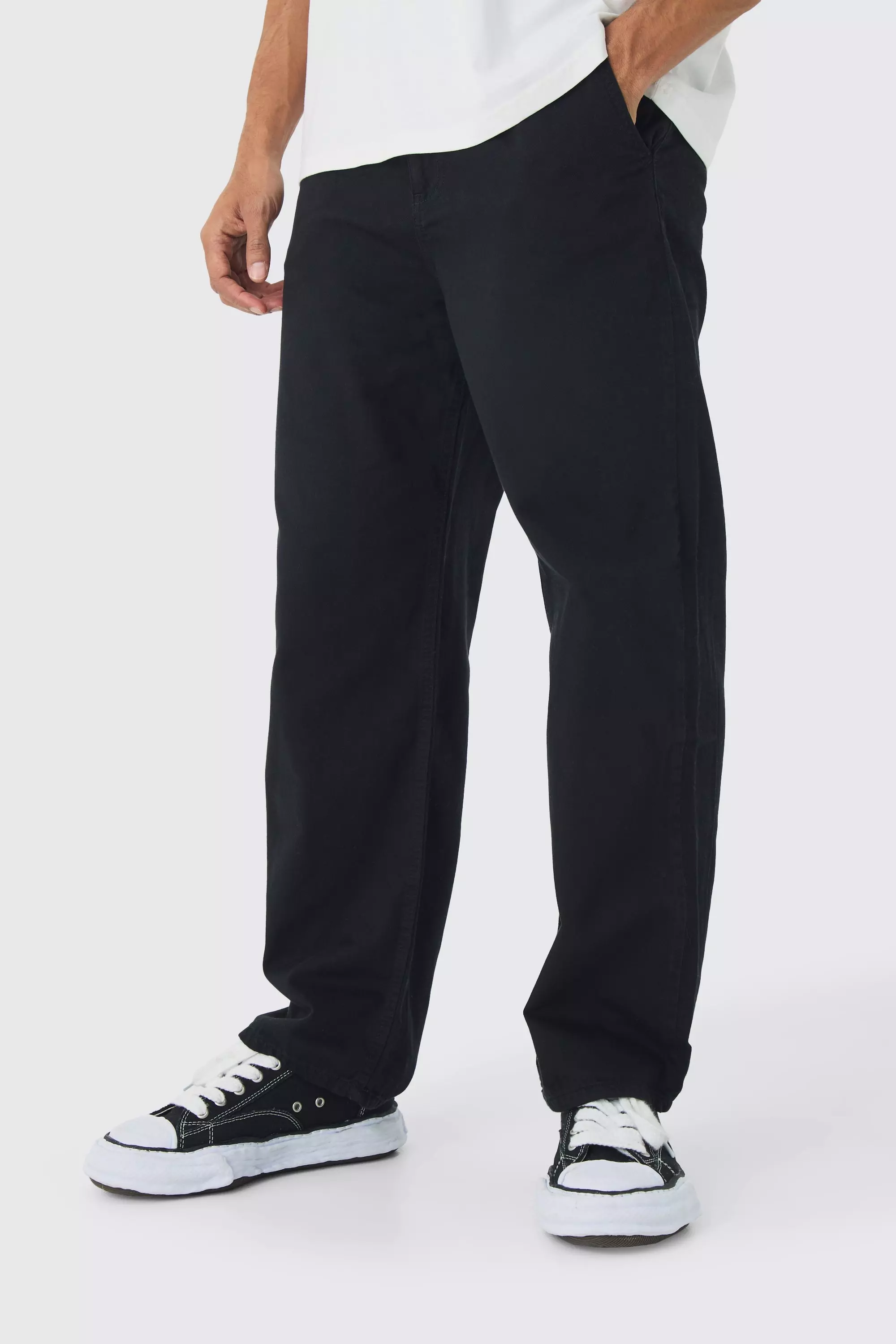 Relaxed Chinos With Drawcords In Black Black