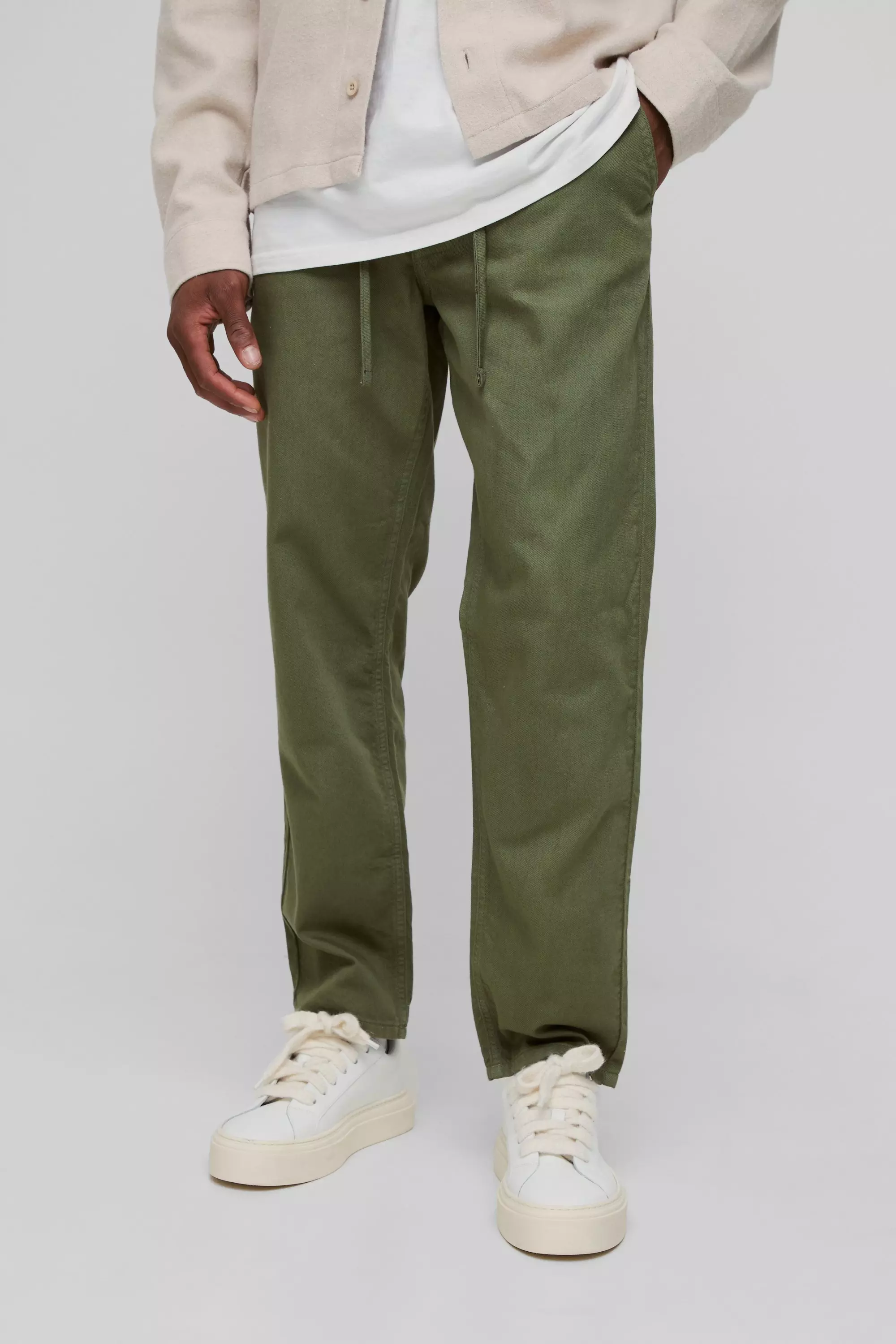 Toelopende Khaki Chino's Met Touwtjes alternatieve afbeelding