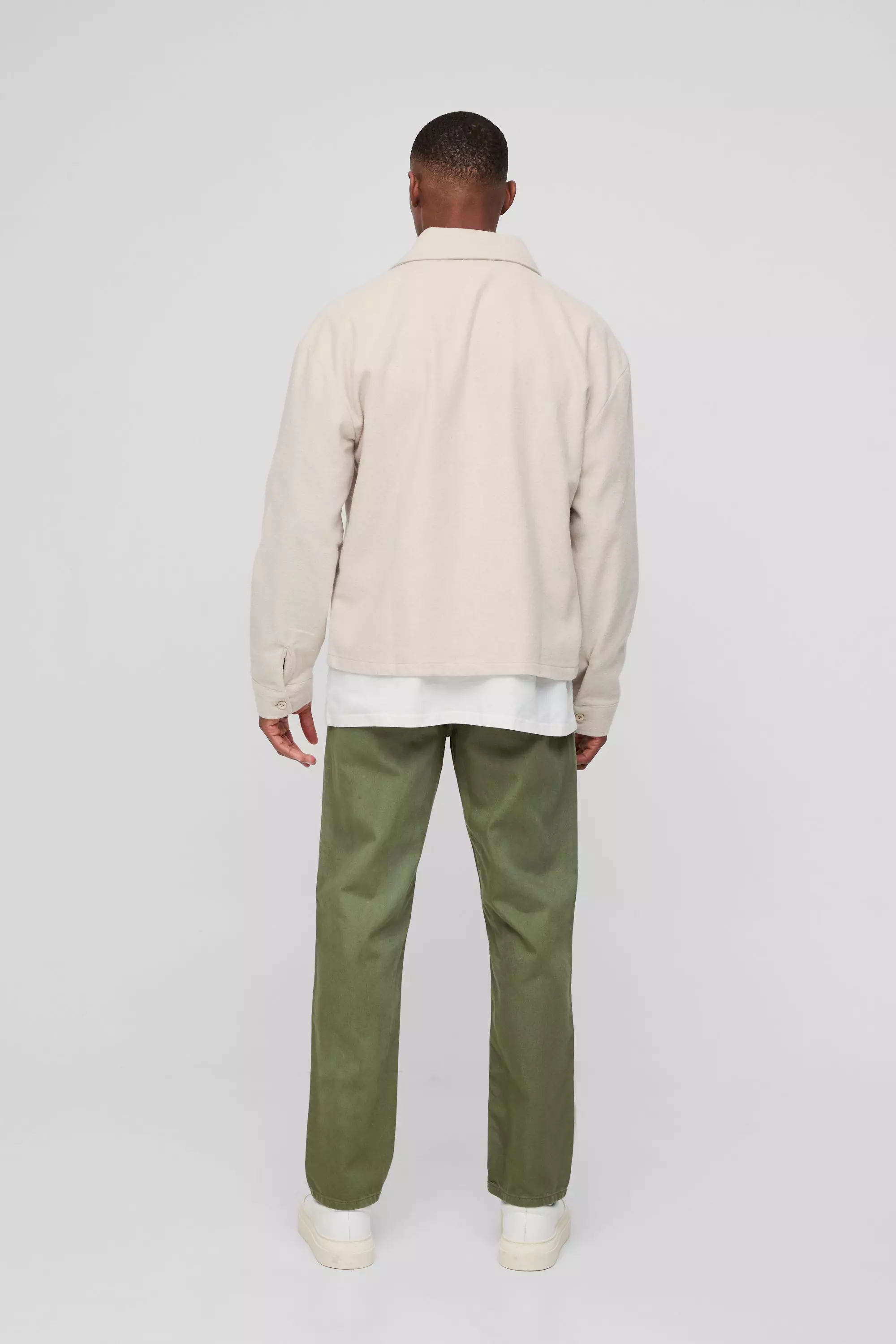 Tapered Chinos With Drawcords In Khaki alternative image