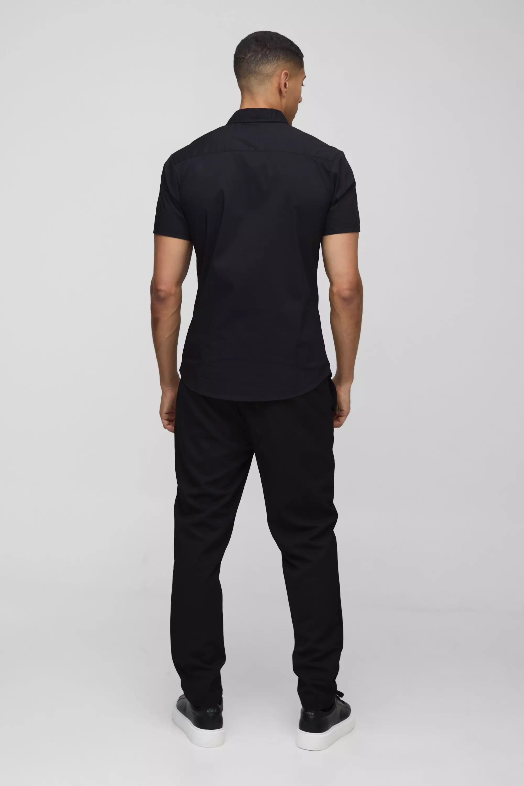 Short Sleeve Stretch Fit Shirt | boohooMAN USA