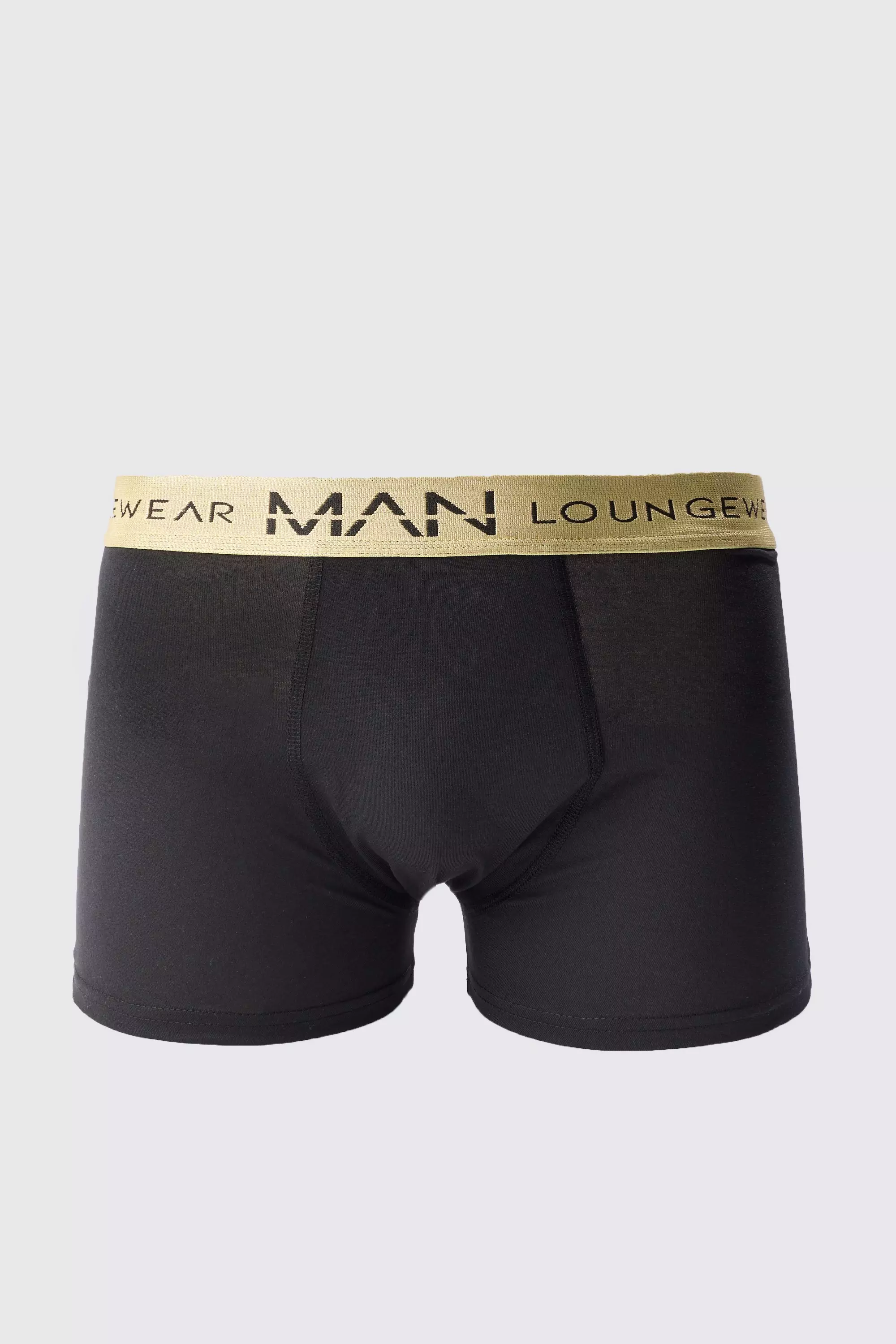 Man Lounge Gold Waistband Boxer Black