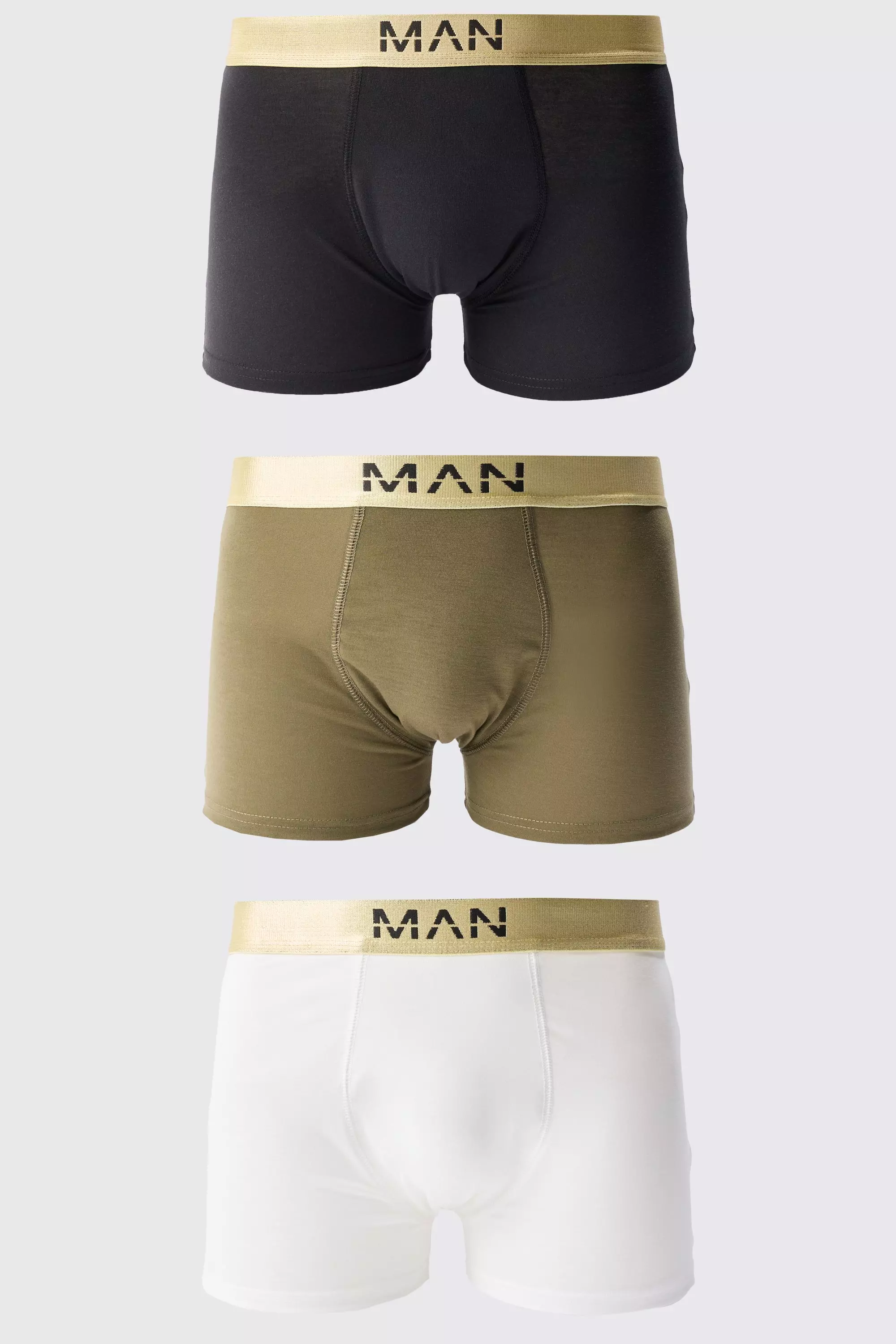 3 Pack Man Dash Gold Waistband Boxers Multi