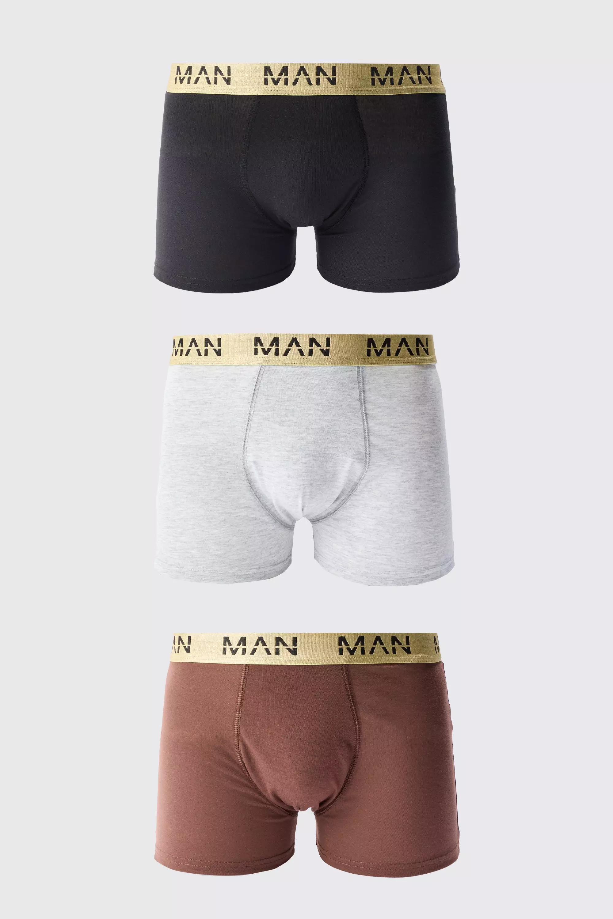 Multi 3 Pack Man Dash Gold Waistband Boxers