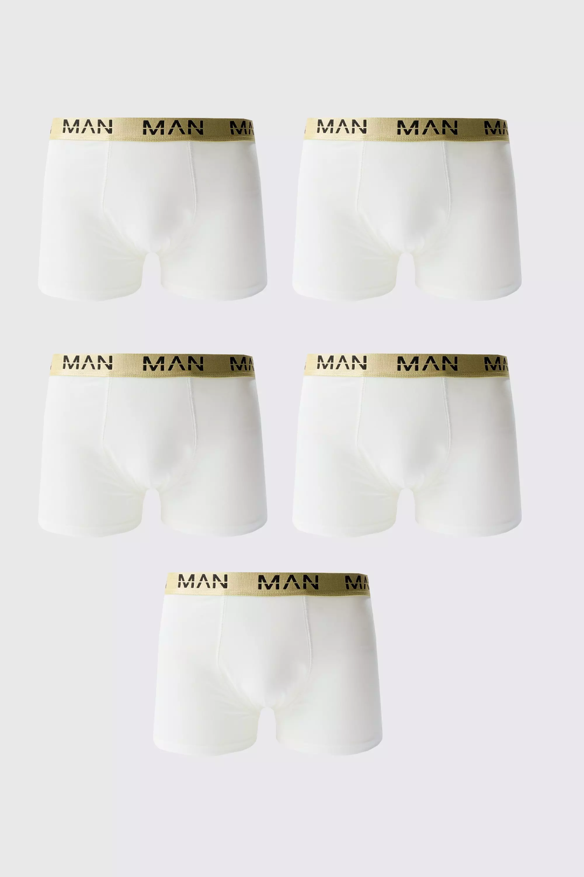 5 Pack Man Dash Gold Waistband Boxers White