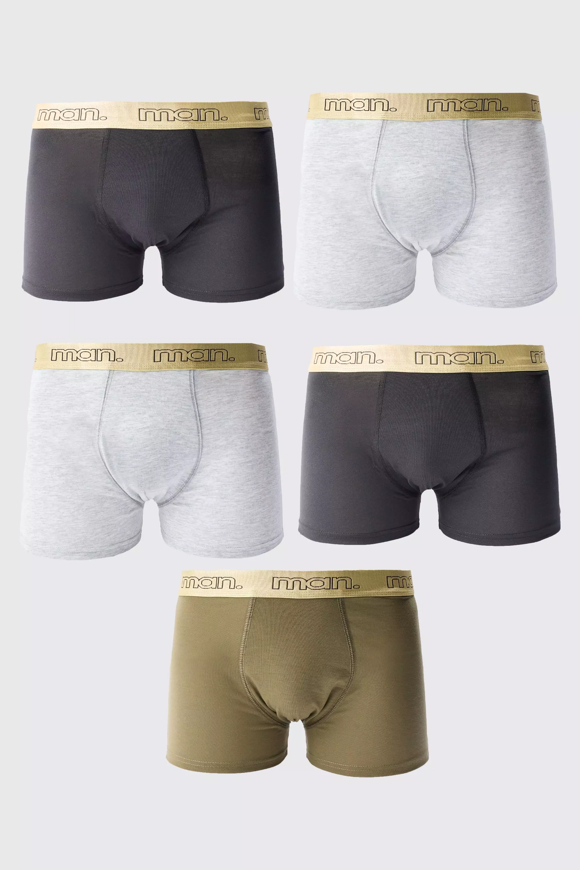 Multi 5 Pack Man Gold Waistband Boxers