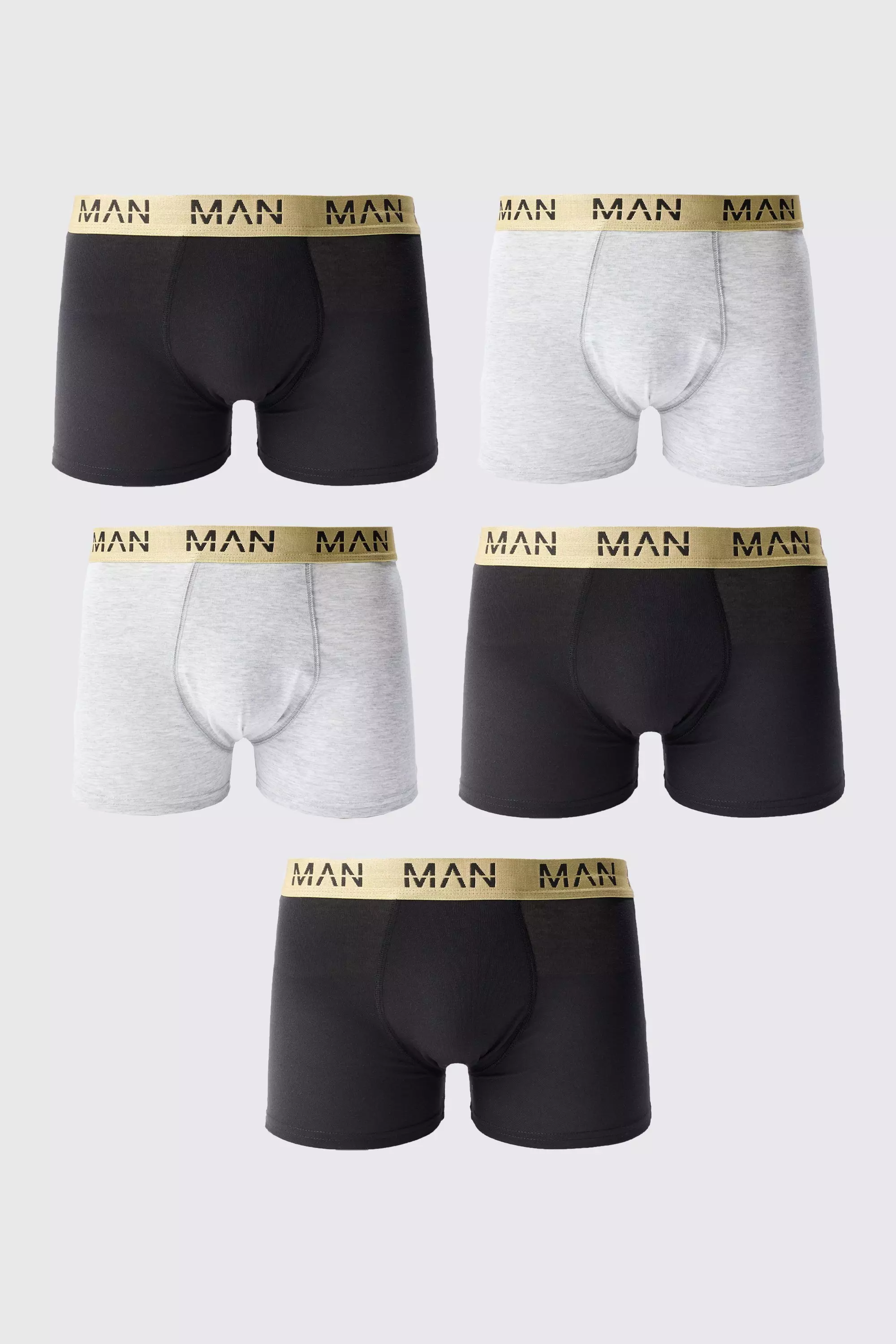 Multi 5 Pack Man Dash Gold Waistband Boxers