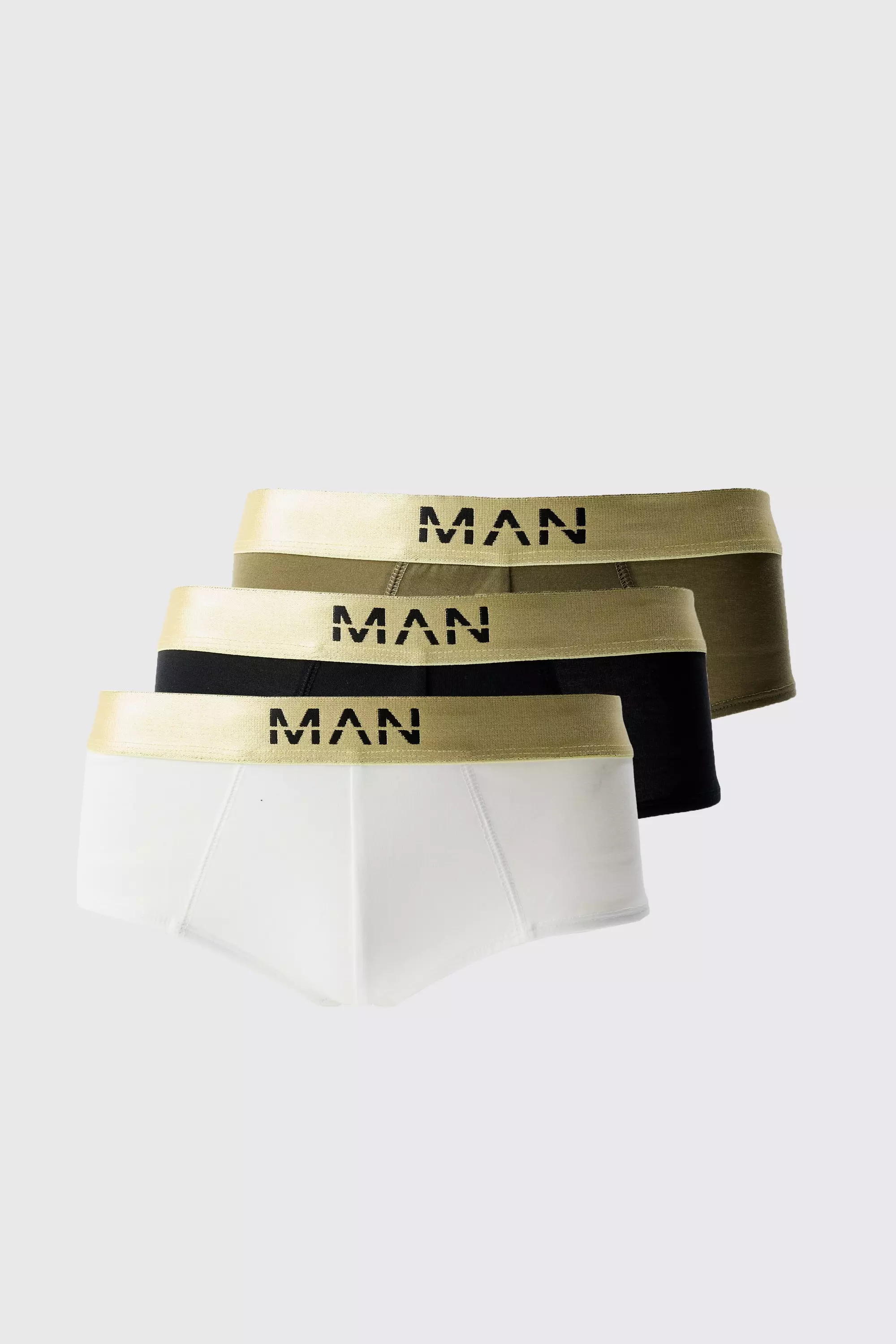 3 Pack Man Dash Gold Waistband Briefs Multi