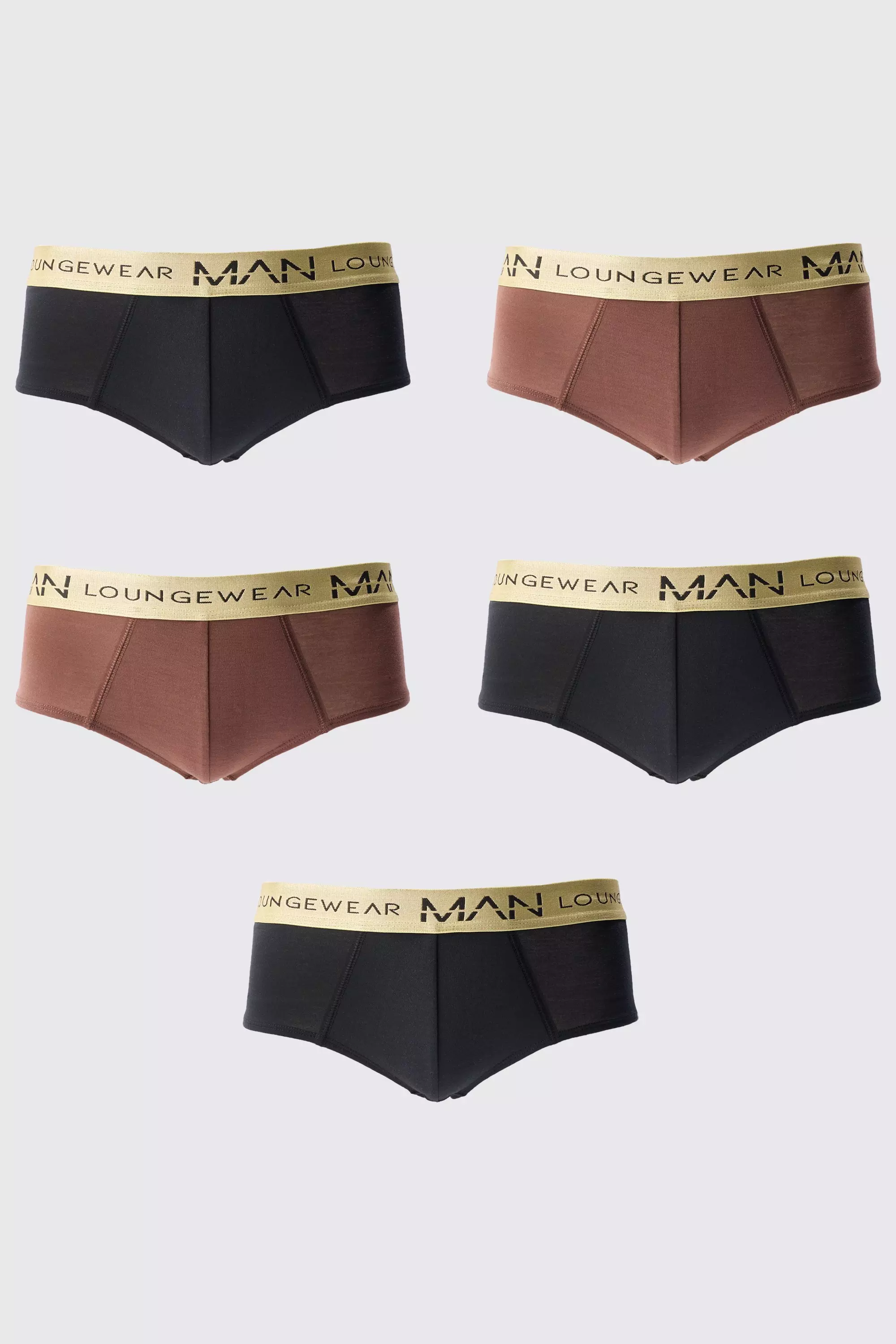 5 Pack Man Lounge Gold Waistband Briefs Multi