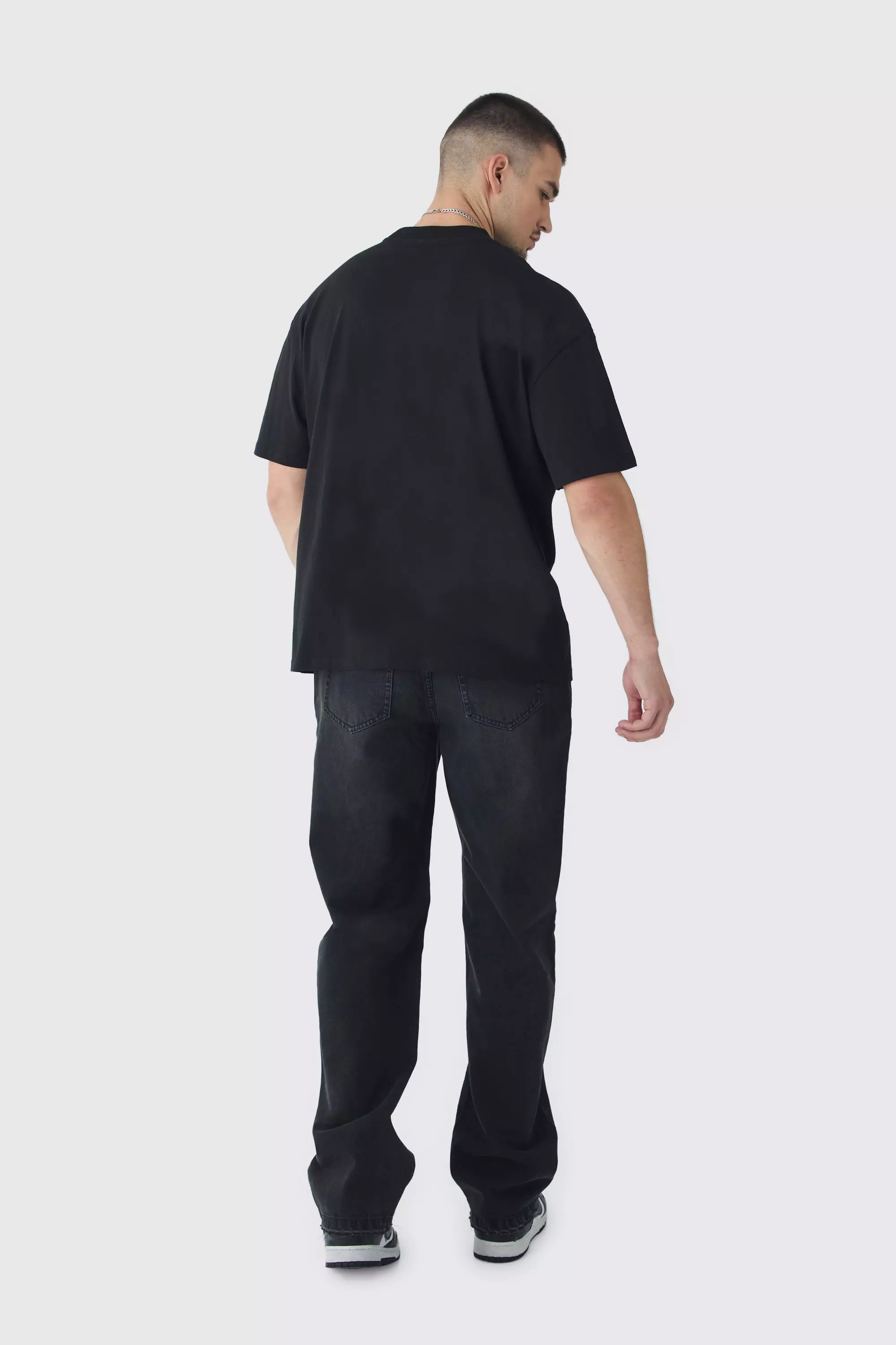Tall - Jean large déchiré à cordon de serrage, Washed black autre image
