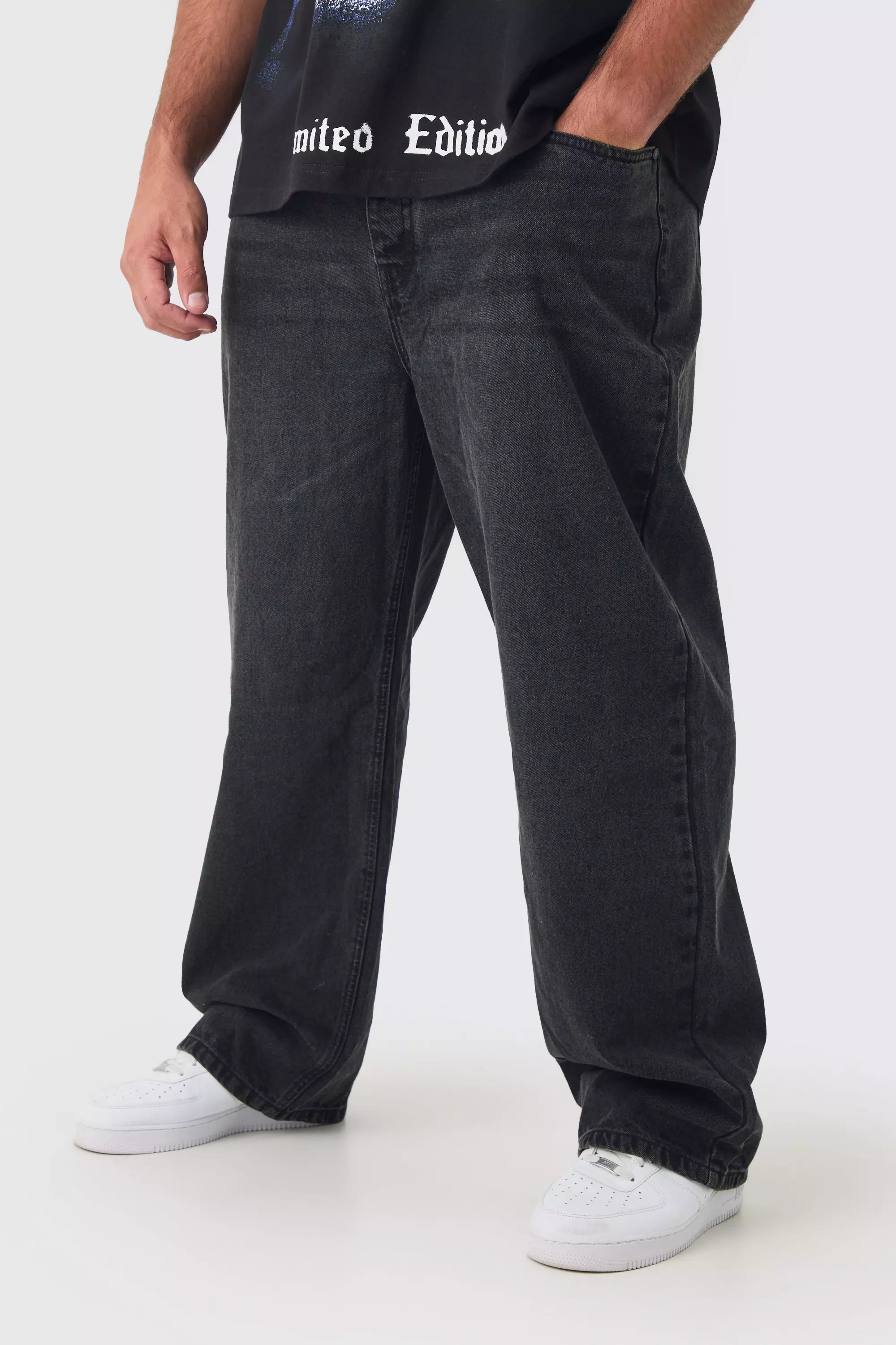 Black Plus Relaxed Rigid Jeans