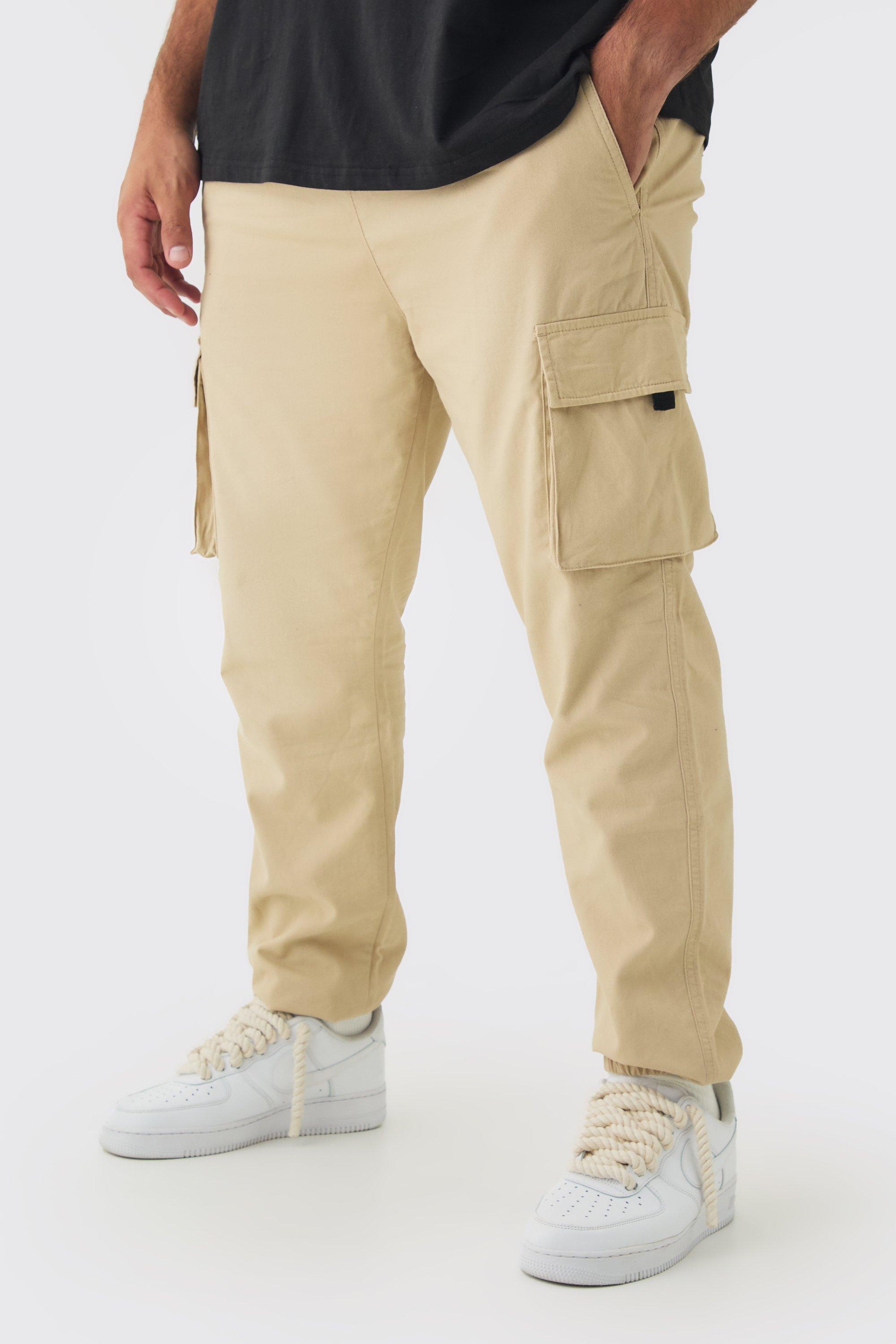 Plus Skinny Fit Elasticated Waist Cuffed Cargo Trousers