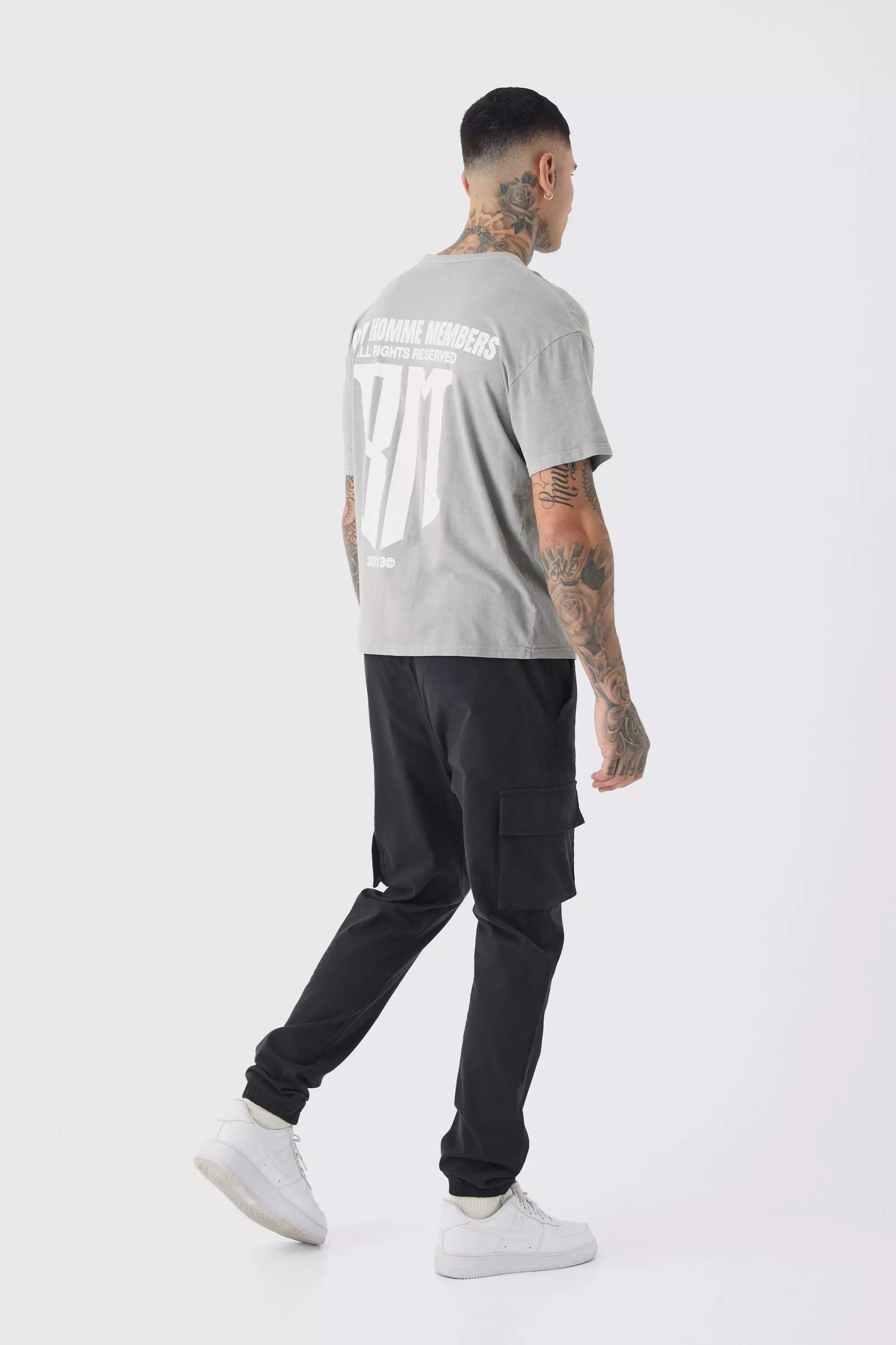 Tall - Pantalon cargo slim à taille élastiquée, Black autre image
