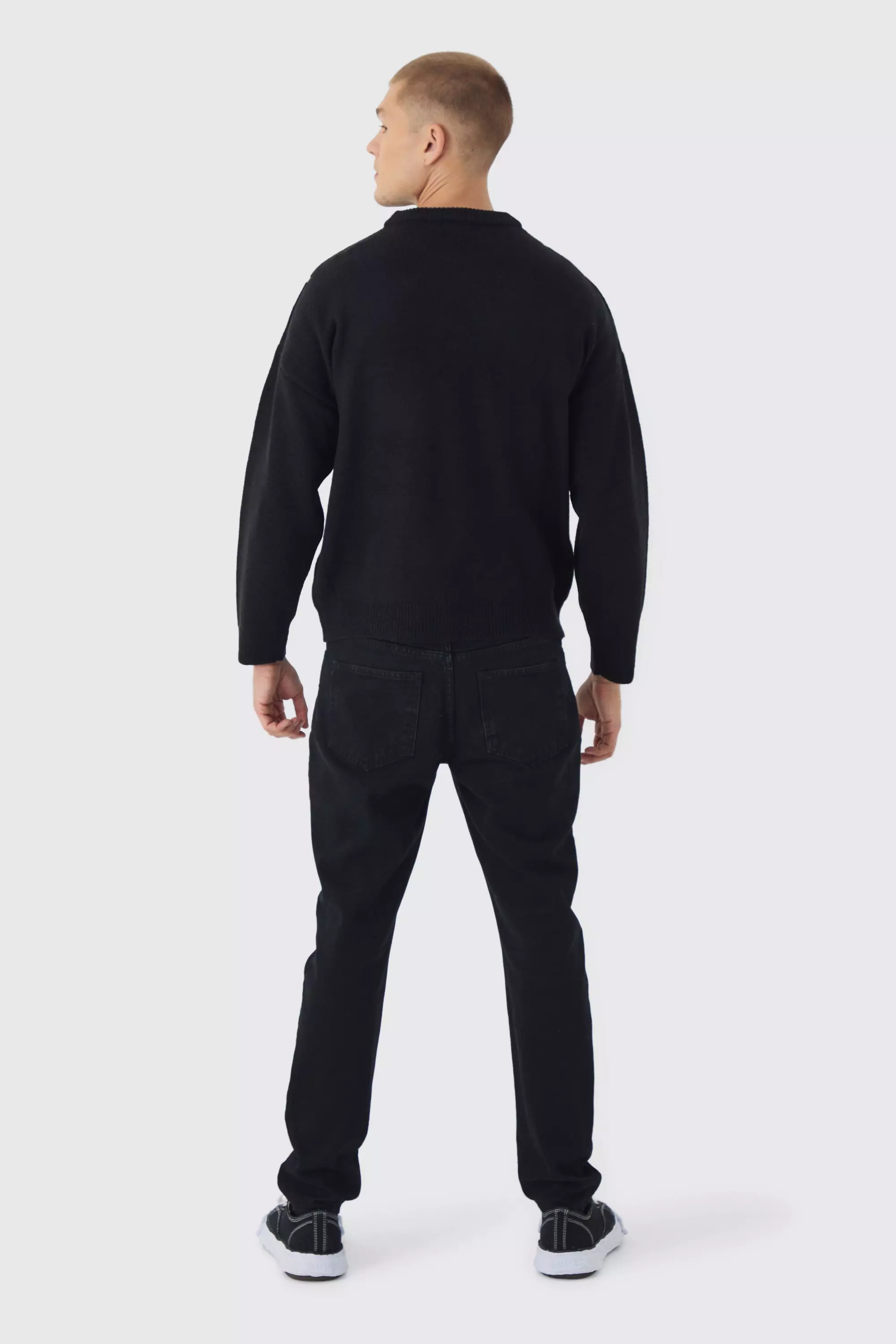 Black Regular Fit Fam Knitted Christmas Jumper alternative image