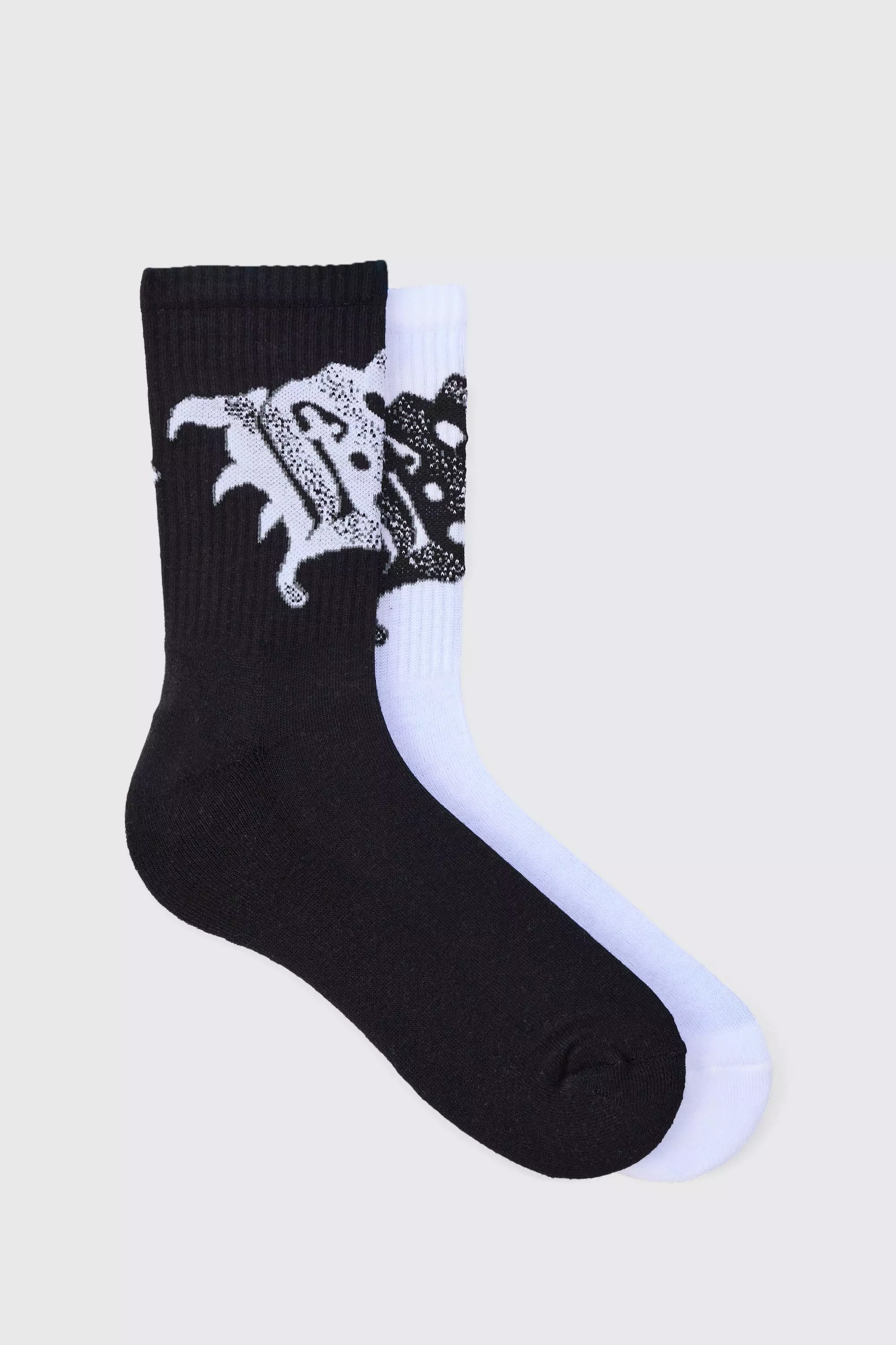 Multi 2 Pack Spray Graphic Ribbed Socks