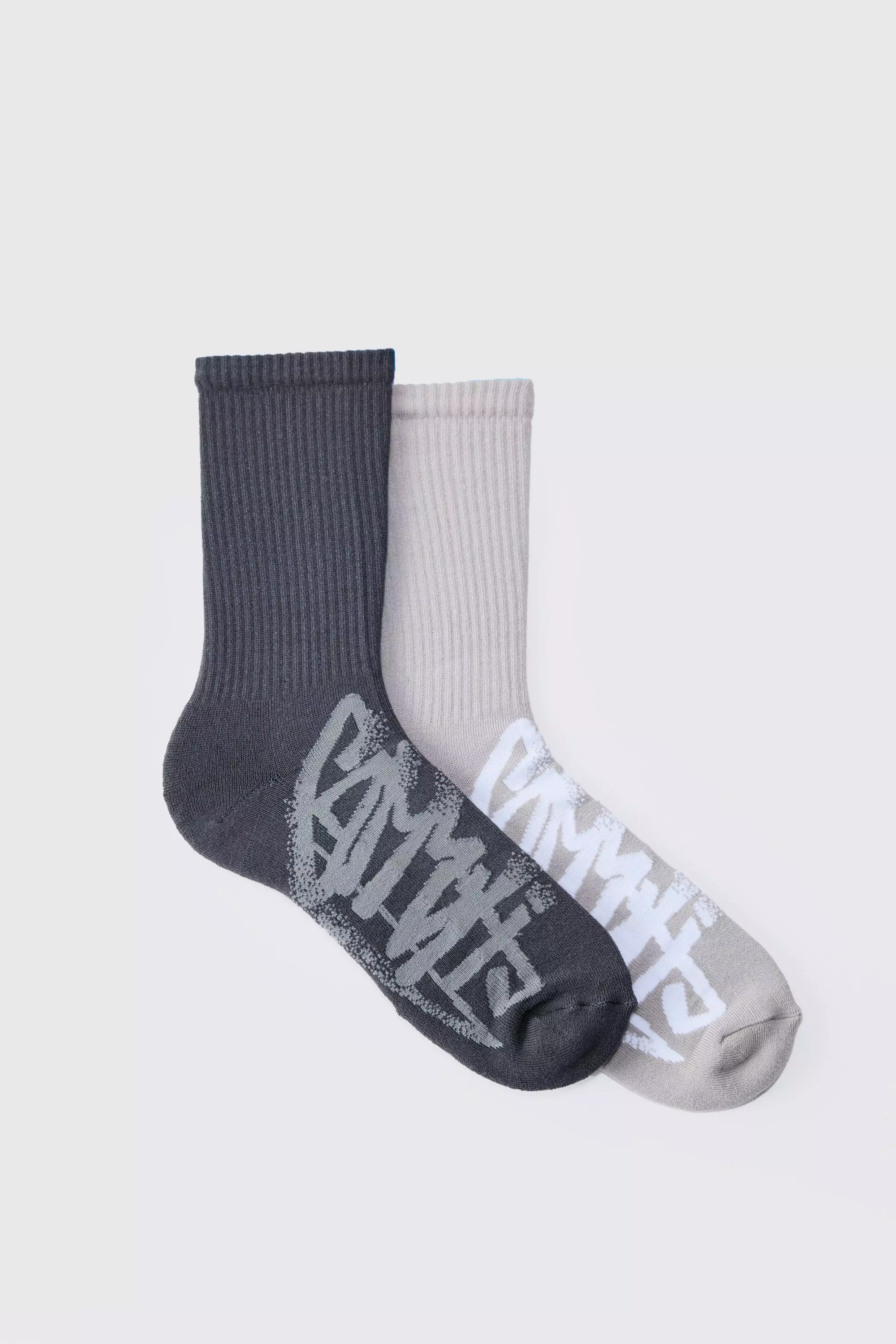 Multi 2 Pack Graffiti Ribbed Socks