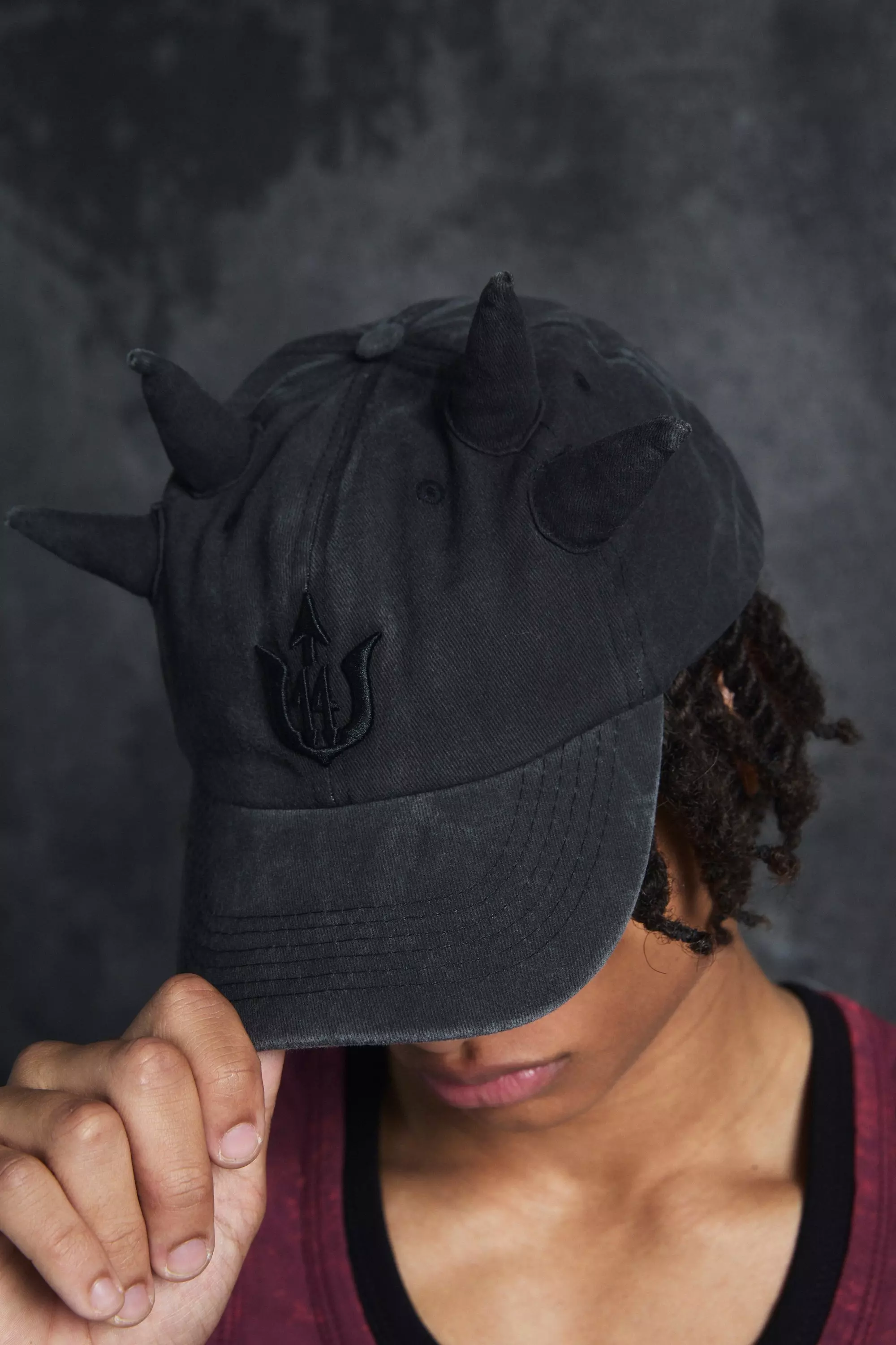 Trippie Redd Graphic Double Horn Cap In Black Black