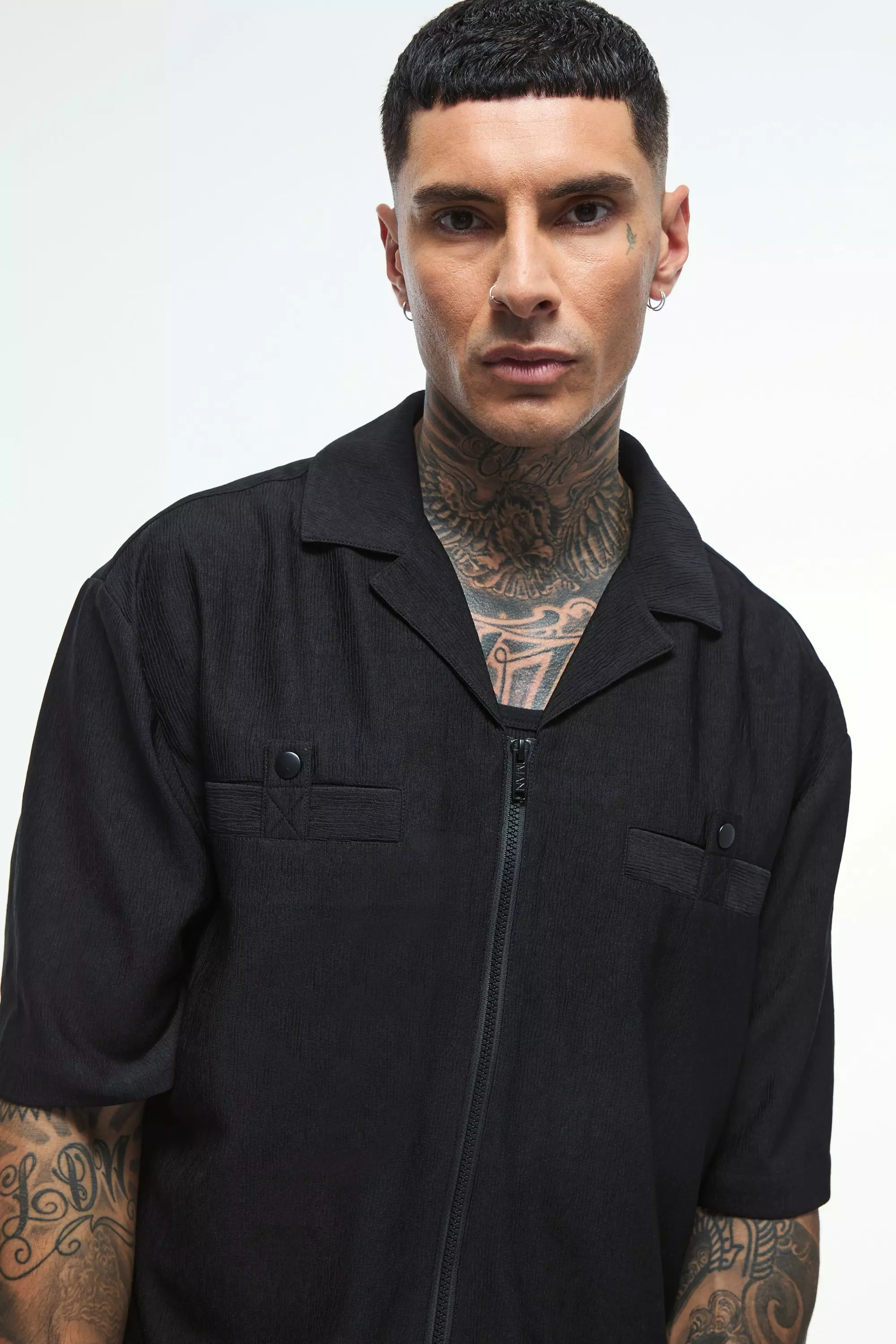 Tall - Chemise texturée plissée, Black autre image