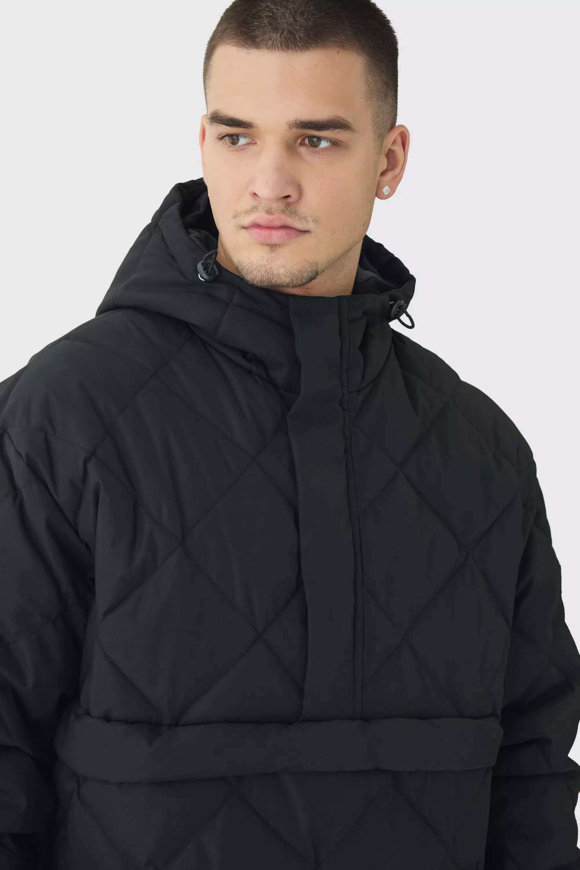 Black Tall Quilted Over The Head Puffer alternative image