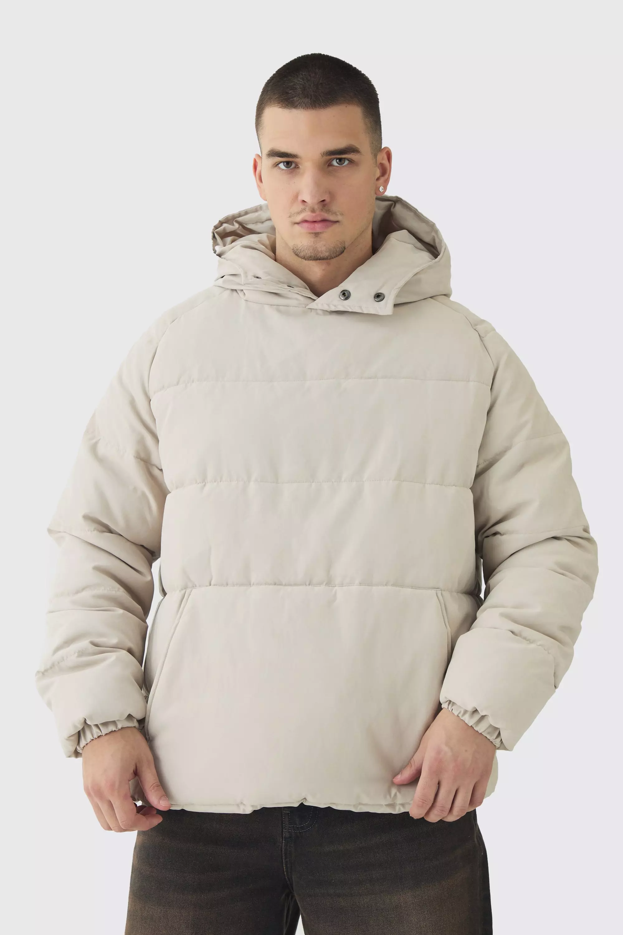 Stone Tall Soft Touch Nylon Hooded Puffer alternative image