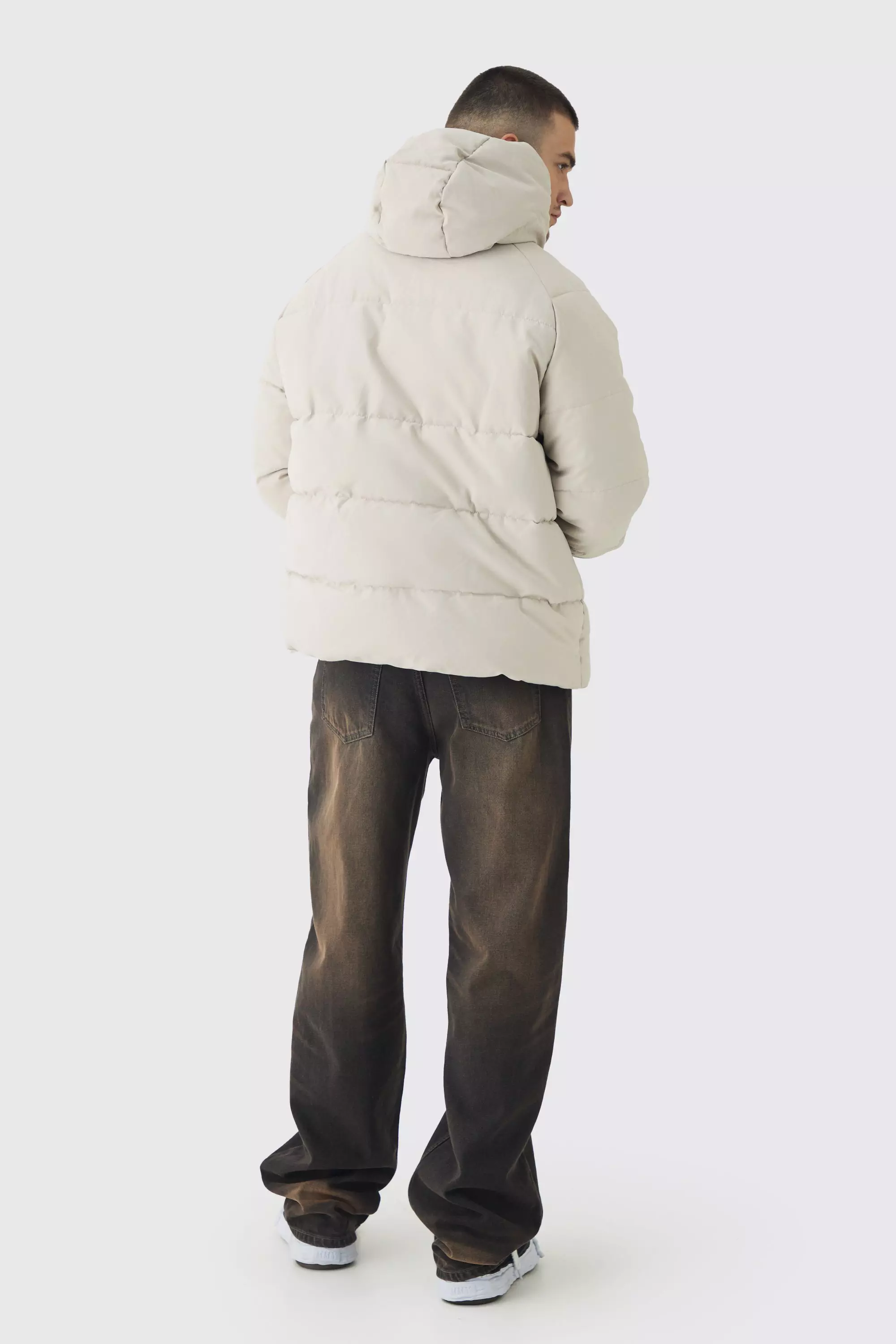 Stone Tall Soft Touch Nylon Hooded Puffer alternative image