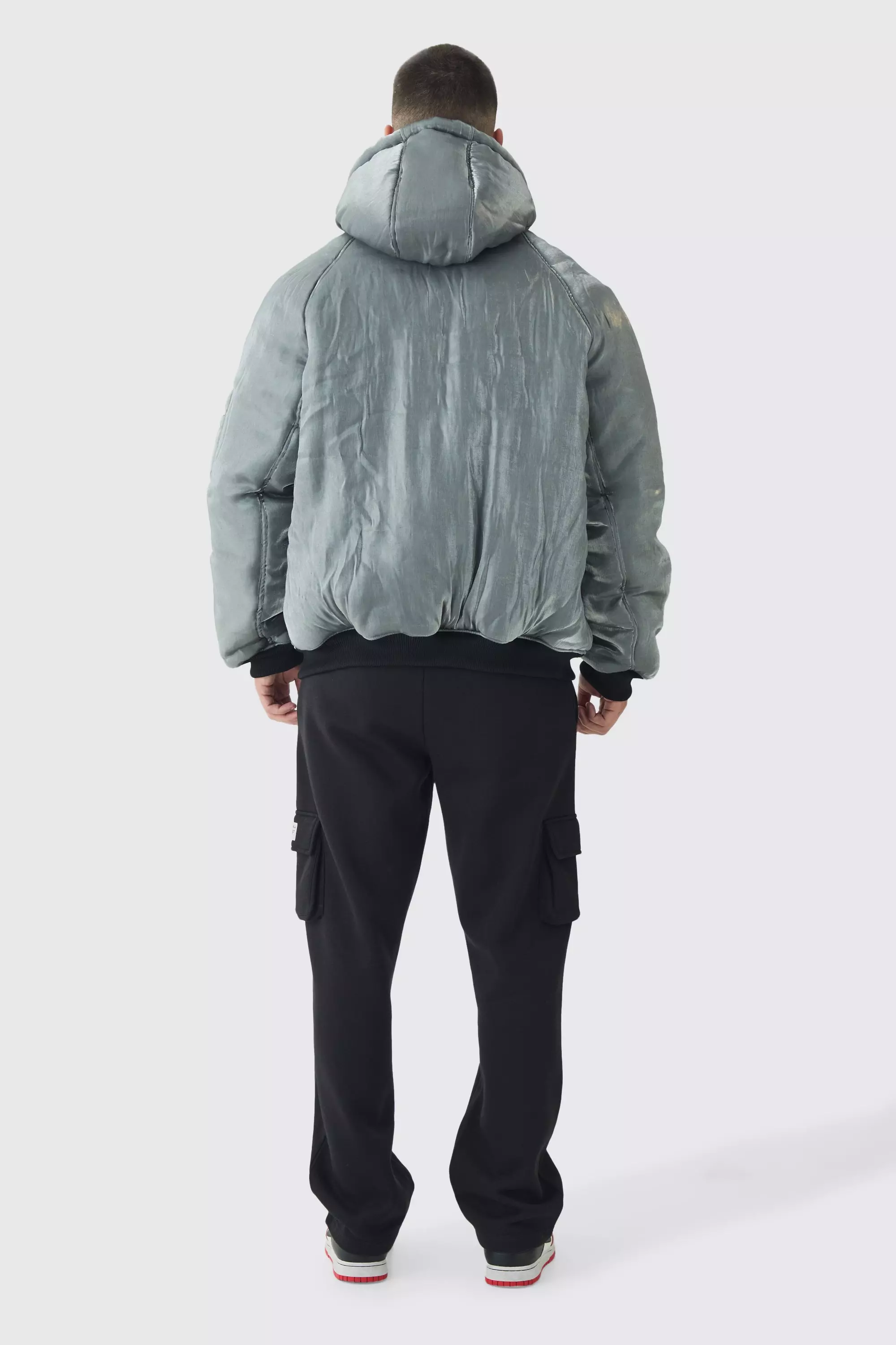 Tall Metallic Bomberjacke mit Kapuze, Silver alternatives Bild