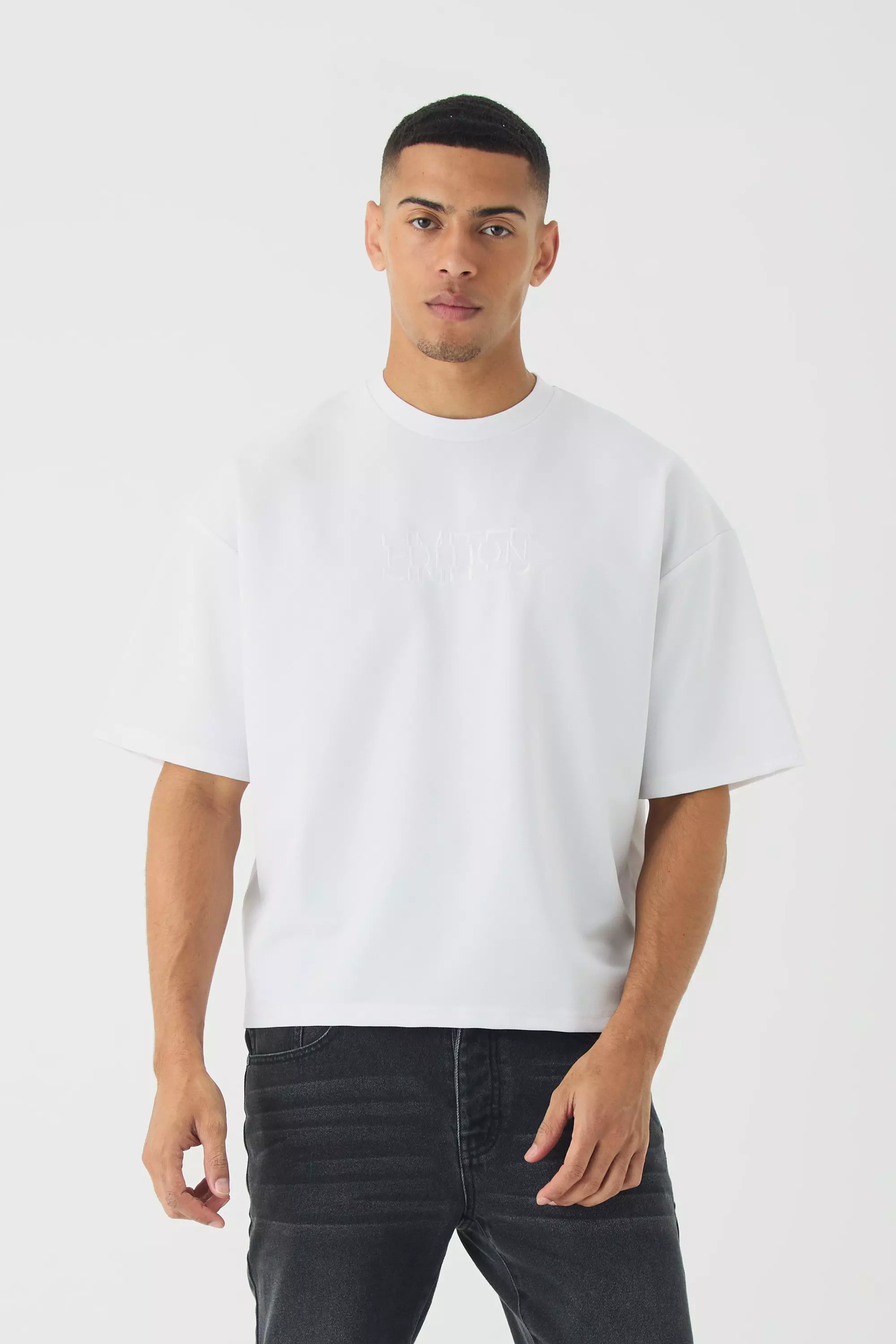 Boxy Jersey Twill Embroidery Limited T-shirt White