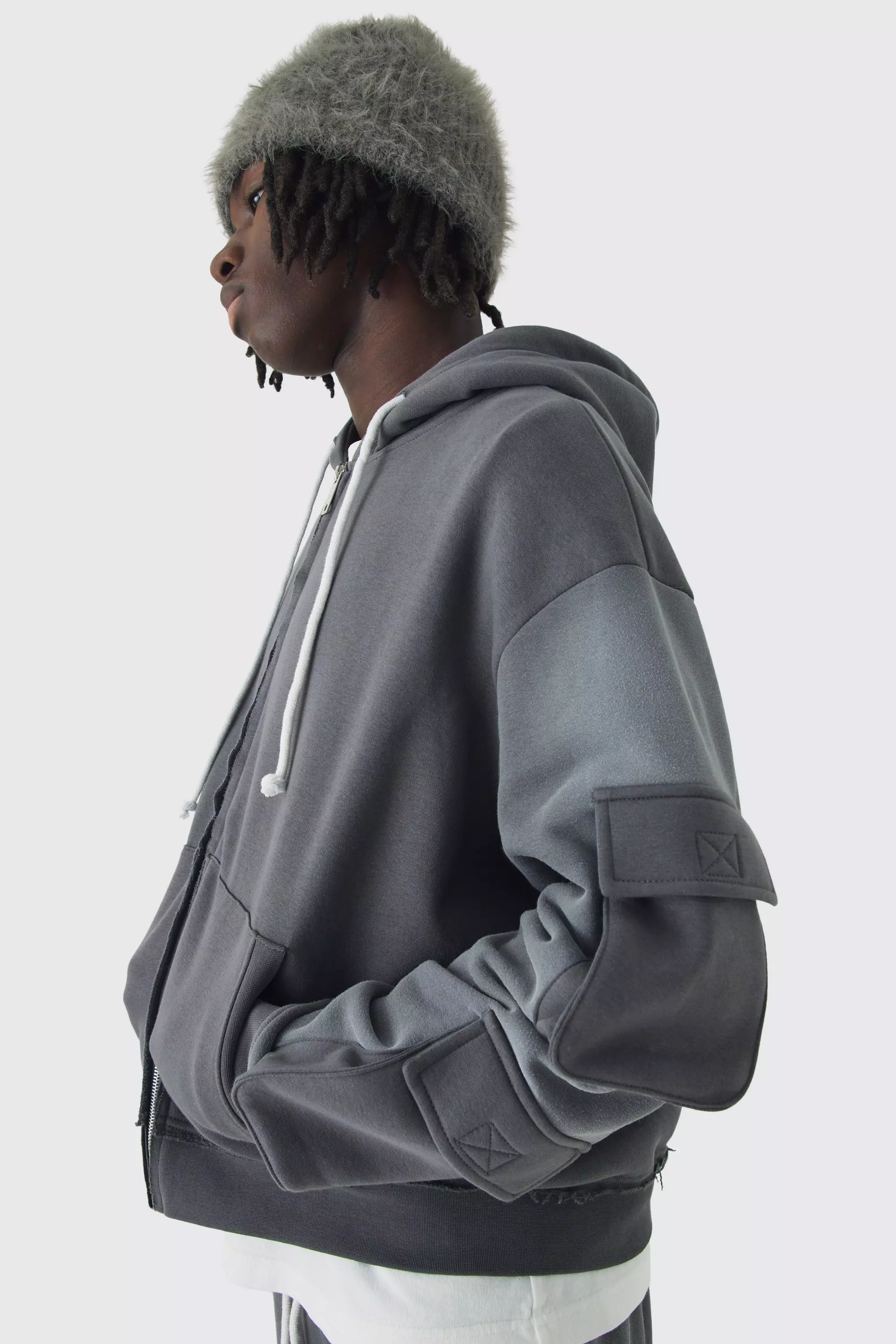 Sweat à capuche oversize utilitaire, Charcoal autre image