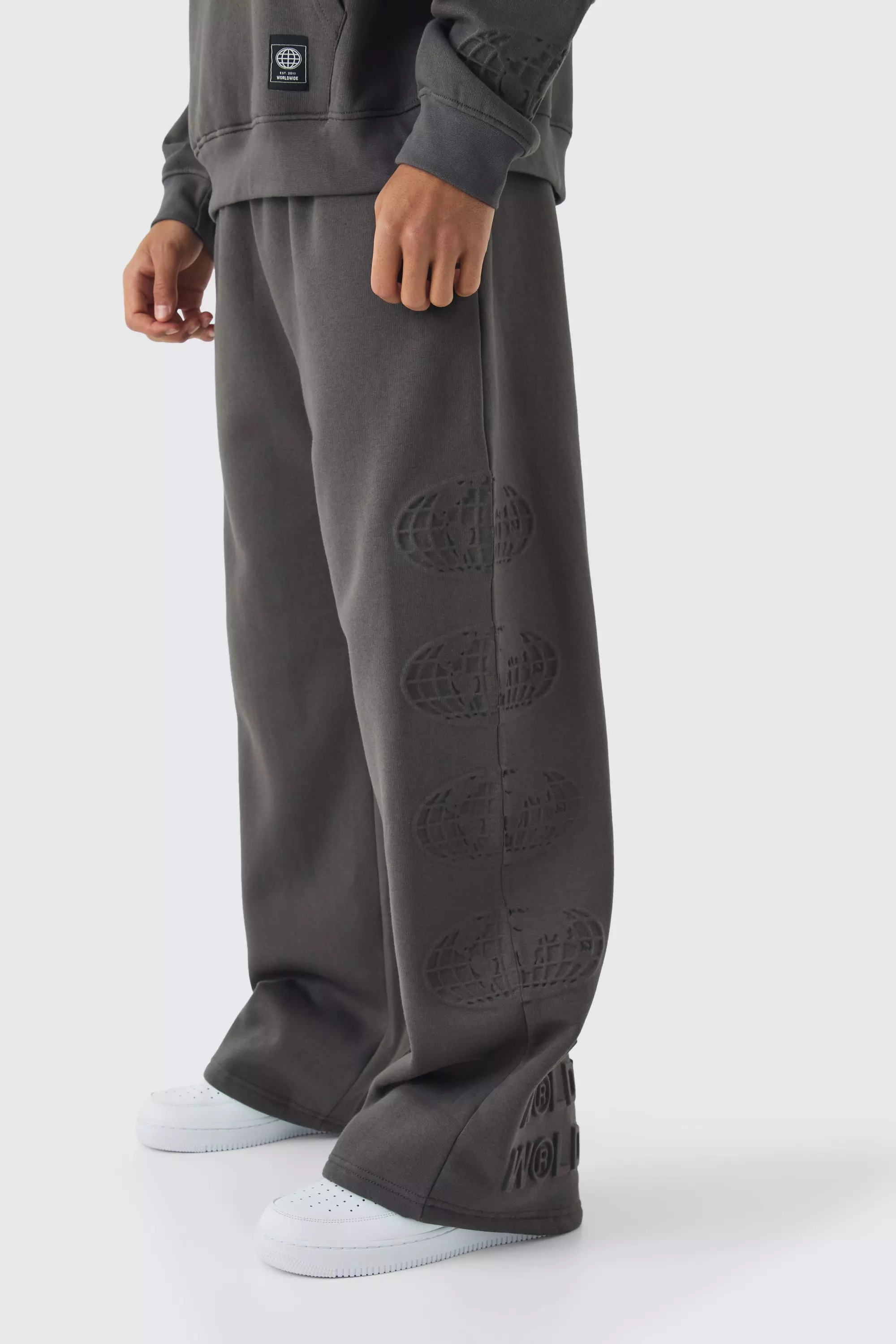 Slate Wide Leg Worldwide Joggingbroek Met Deboss alternatieve afbeelding