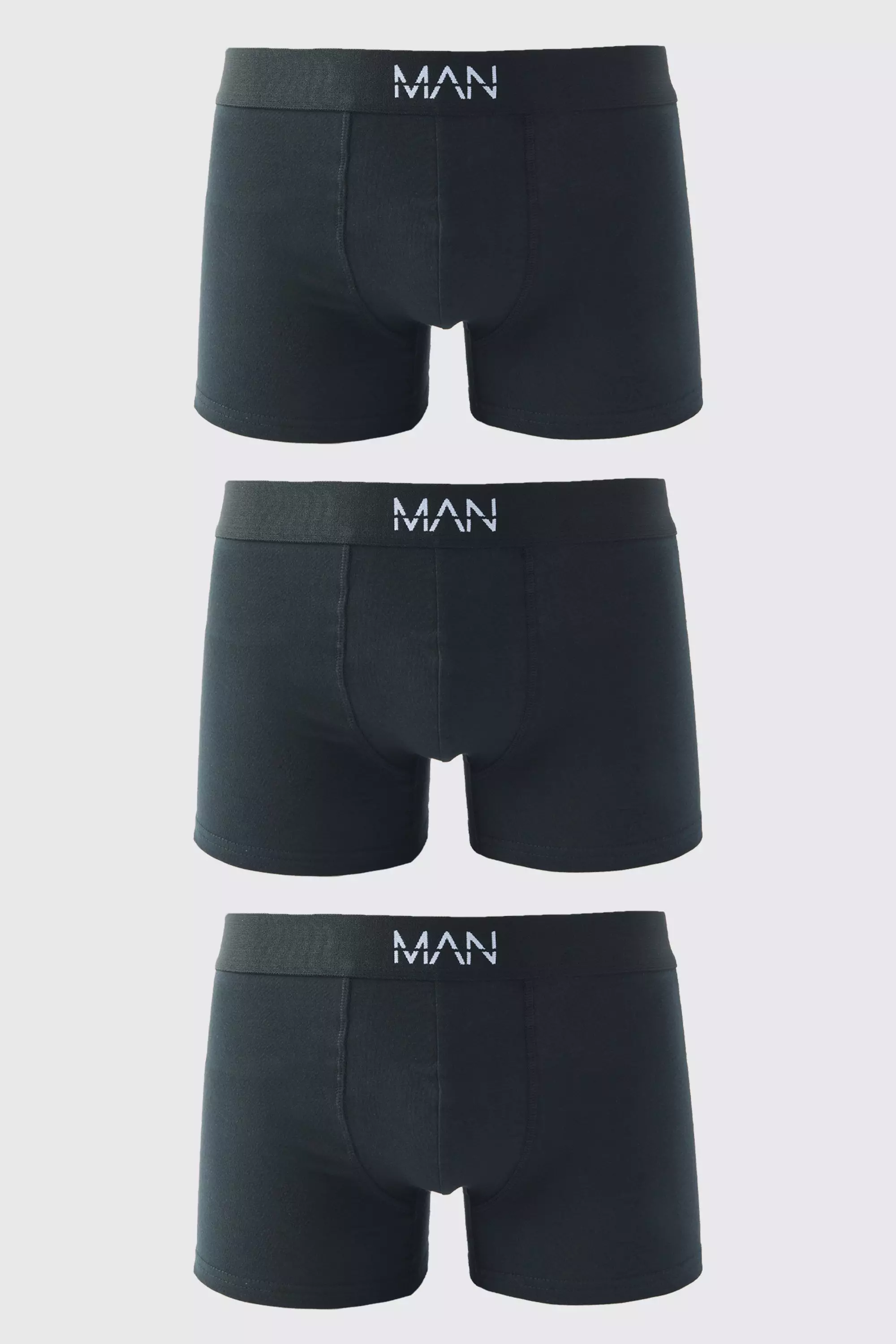 3 Pack Man Dash Mid Length Trunks Black