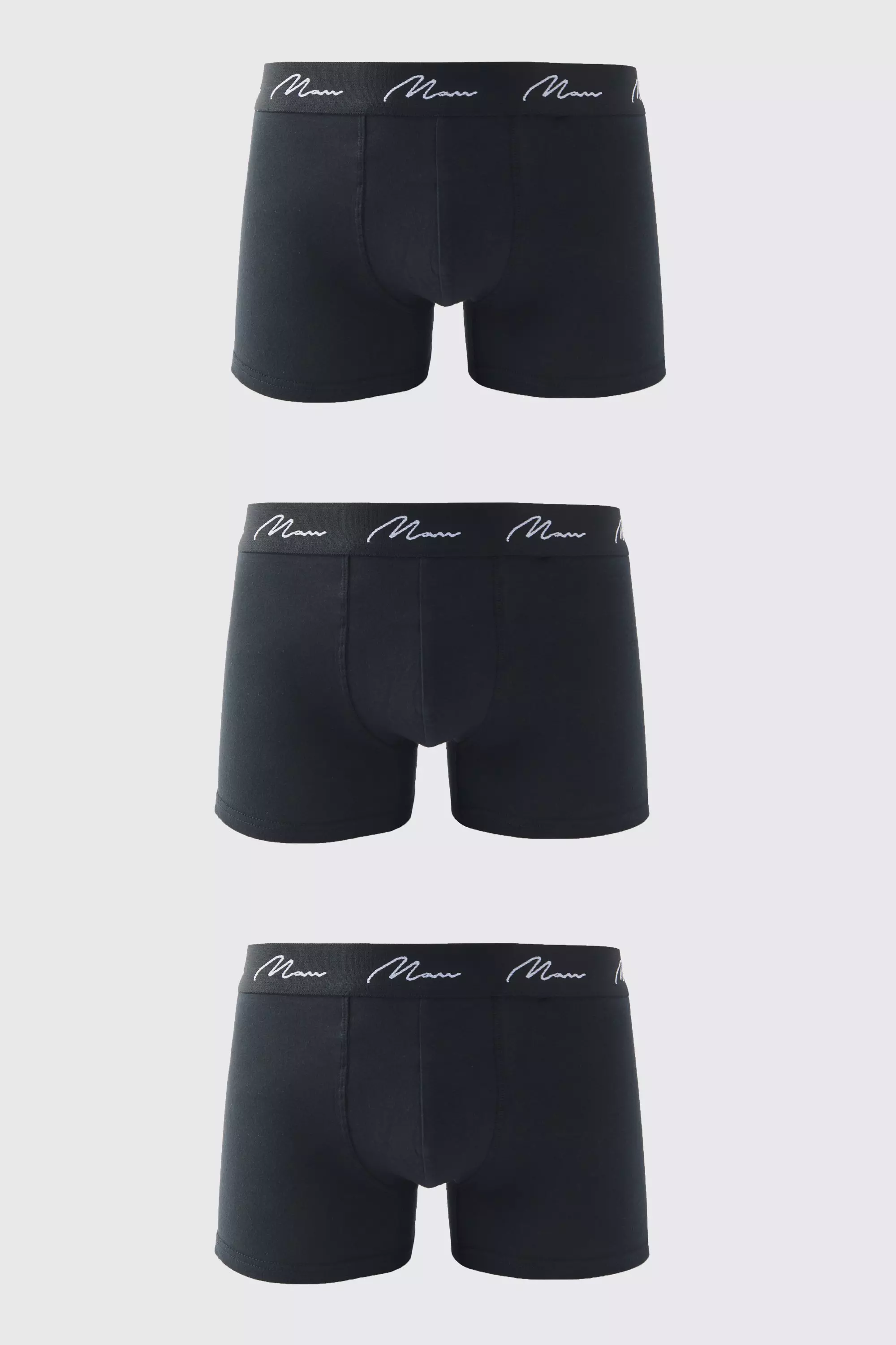 3 Pack Man Signature Trunks Black