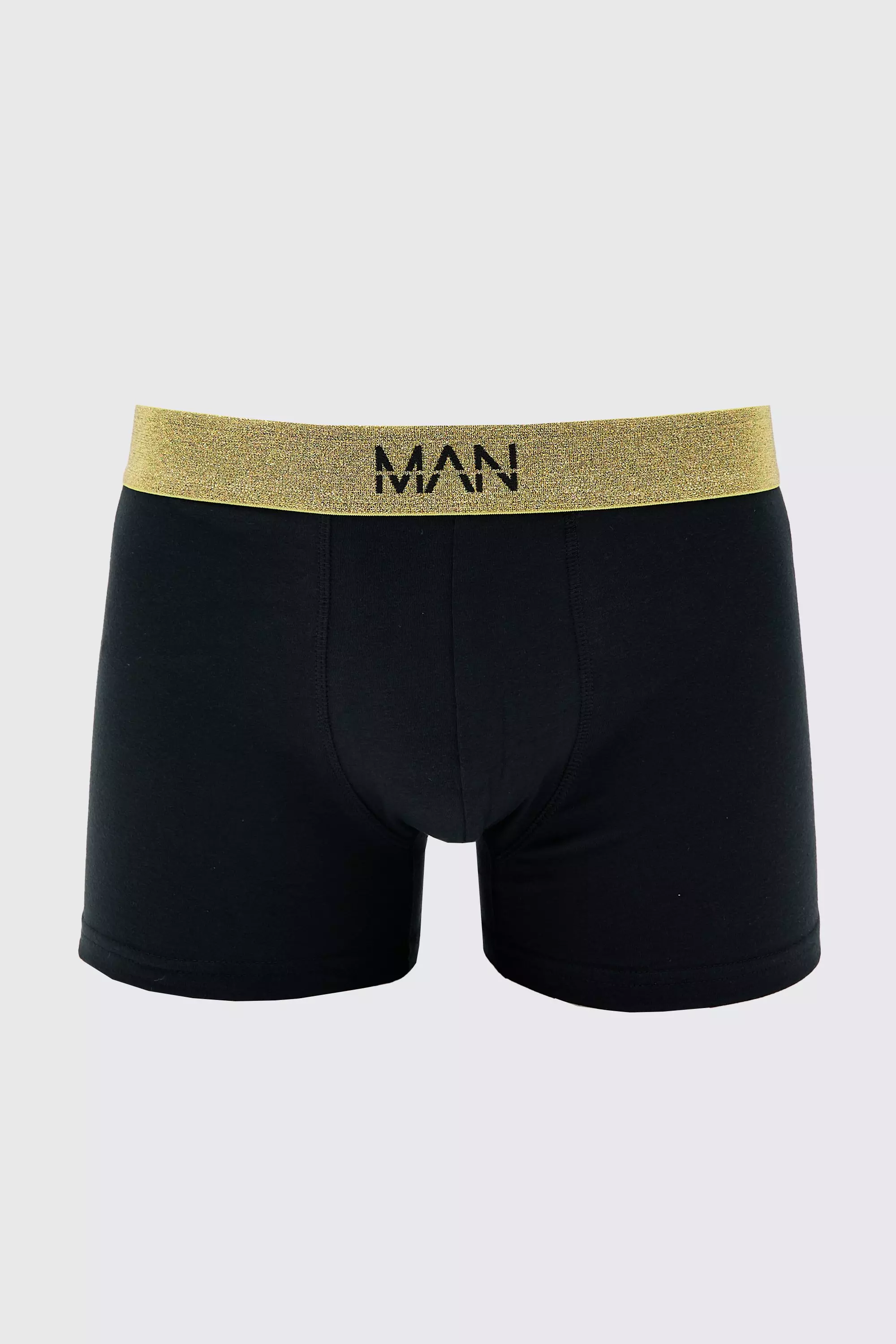 Man Dash Gold Waistband Boxers In Black Black