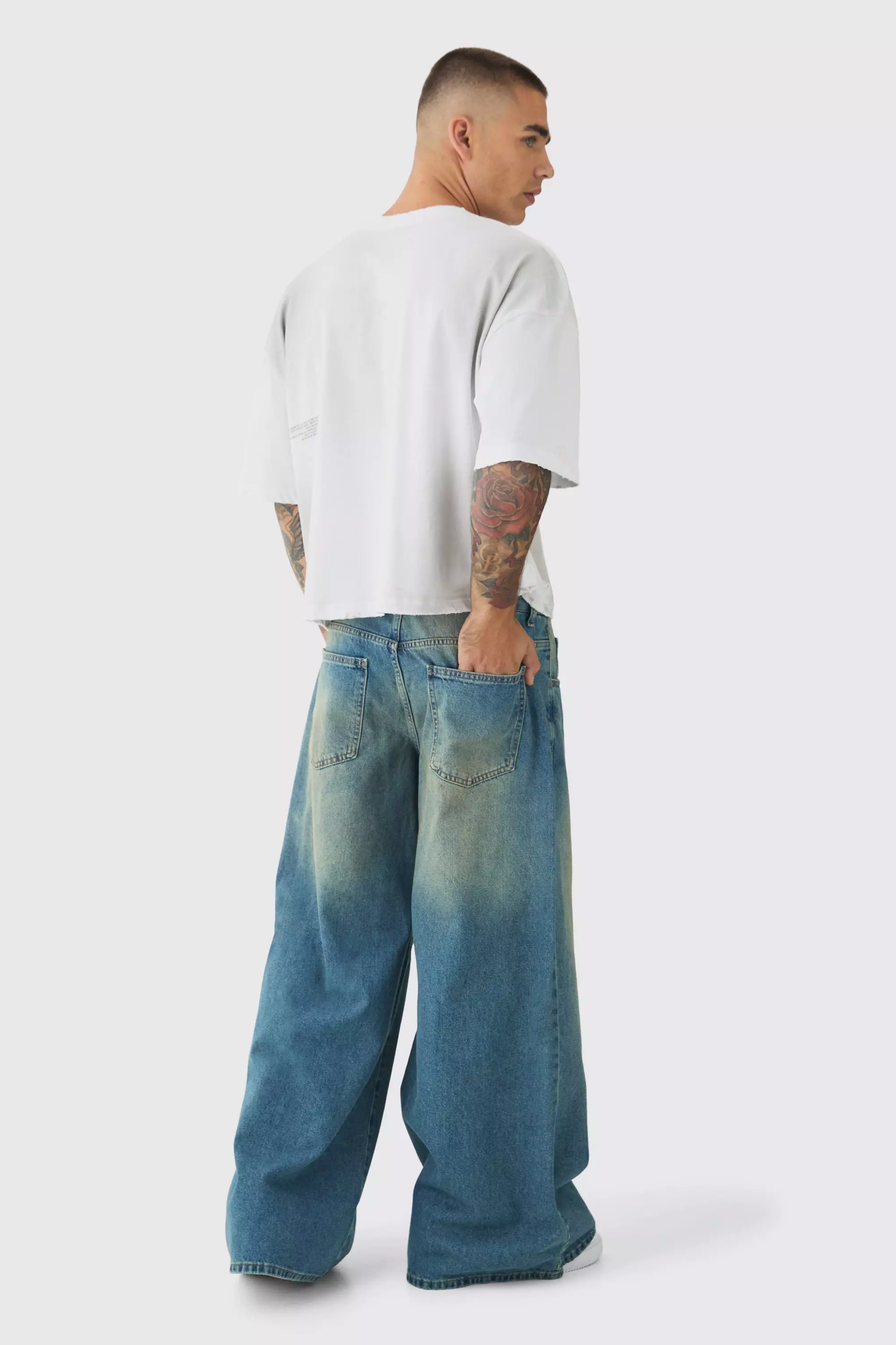 Extreme Baggy Rigid Tinted Wash Jeans | boohooMAN USA