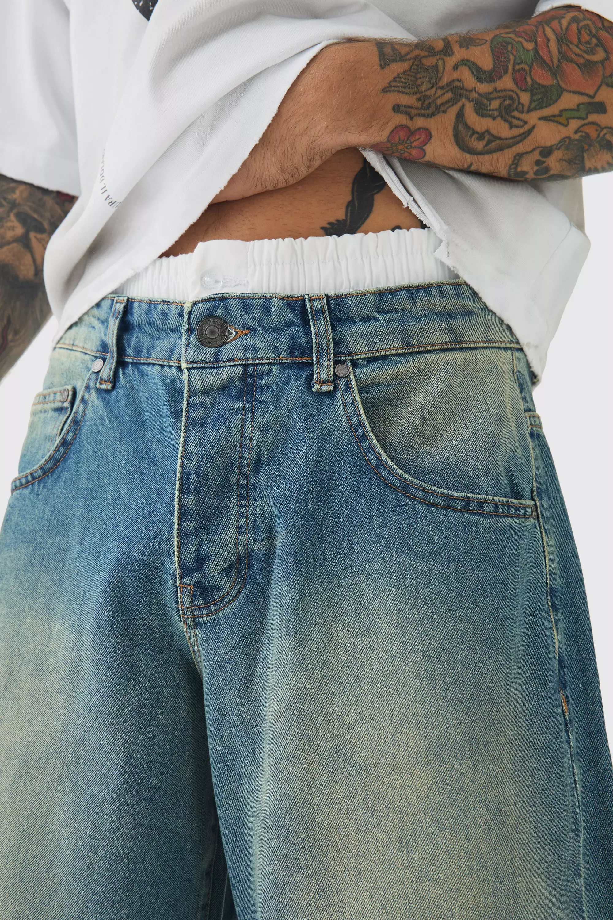 Extreme Baggy Rigid Tinted Wash Jeans | boohooMAN USA