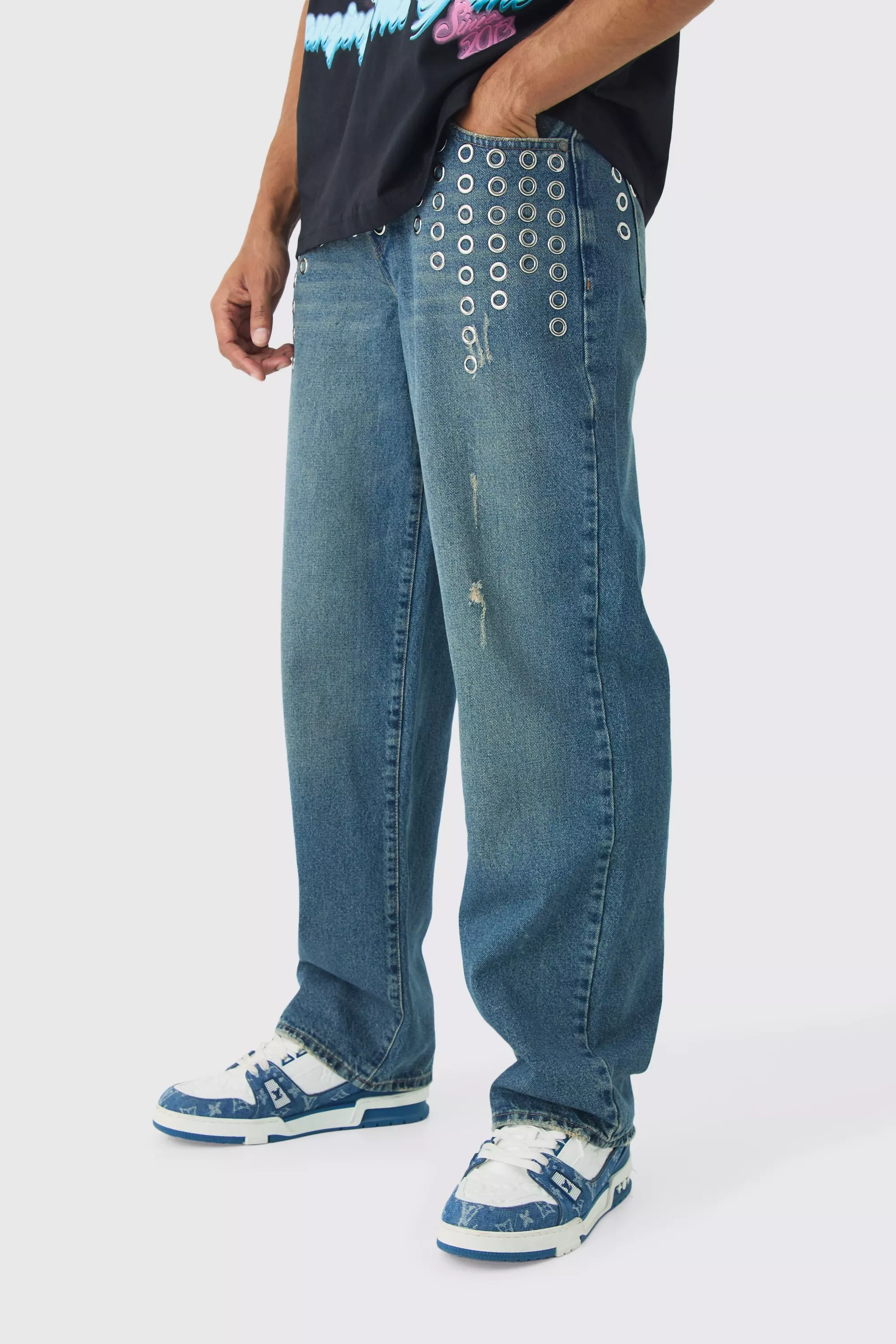 Antique blue Relaxed Rigid Metal Hardware Jeans alternative image