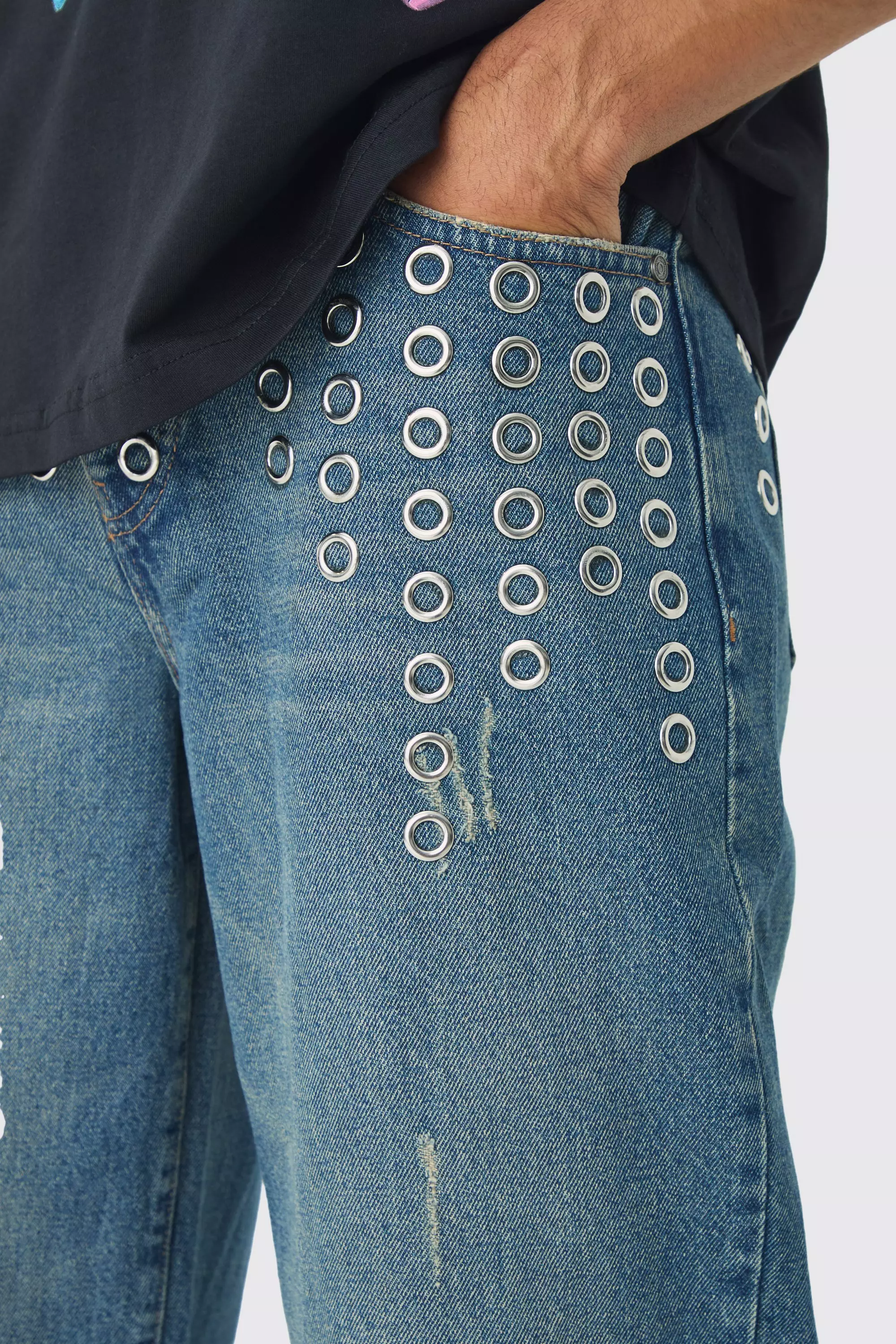 Antique blue Relaxed Rigid Metal Hardware Jeans alternative image