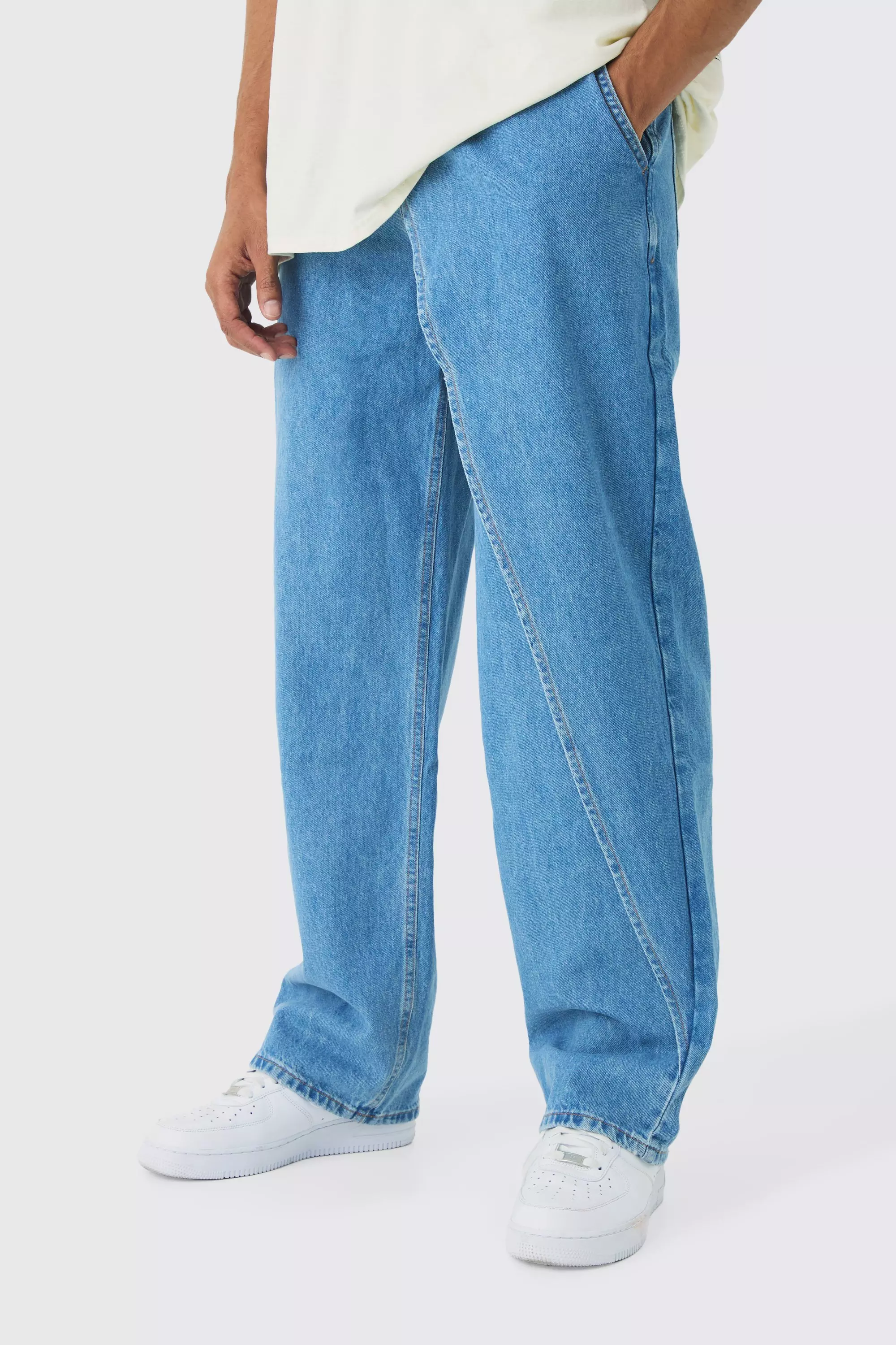 Light blue Onbewerkte Baggy Overlay Jeans alternatieve afbeelding