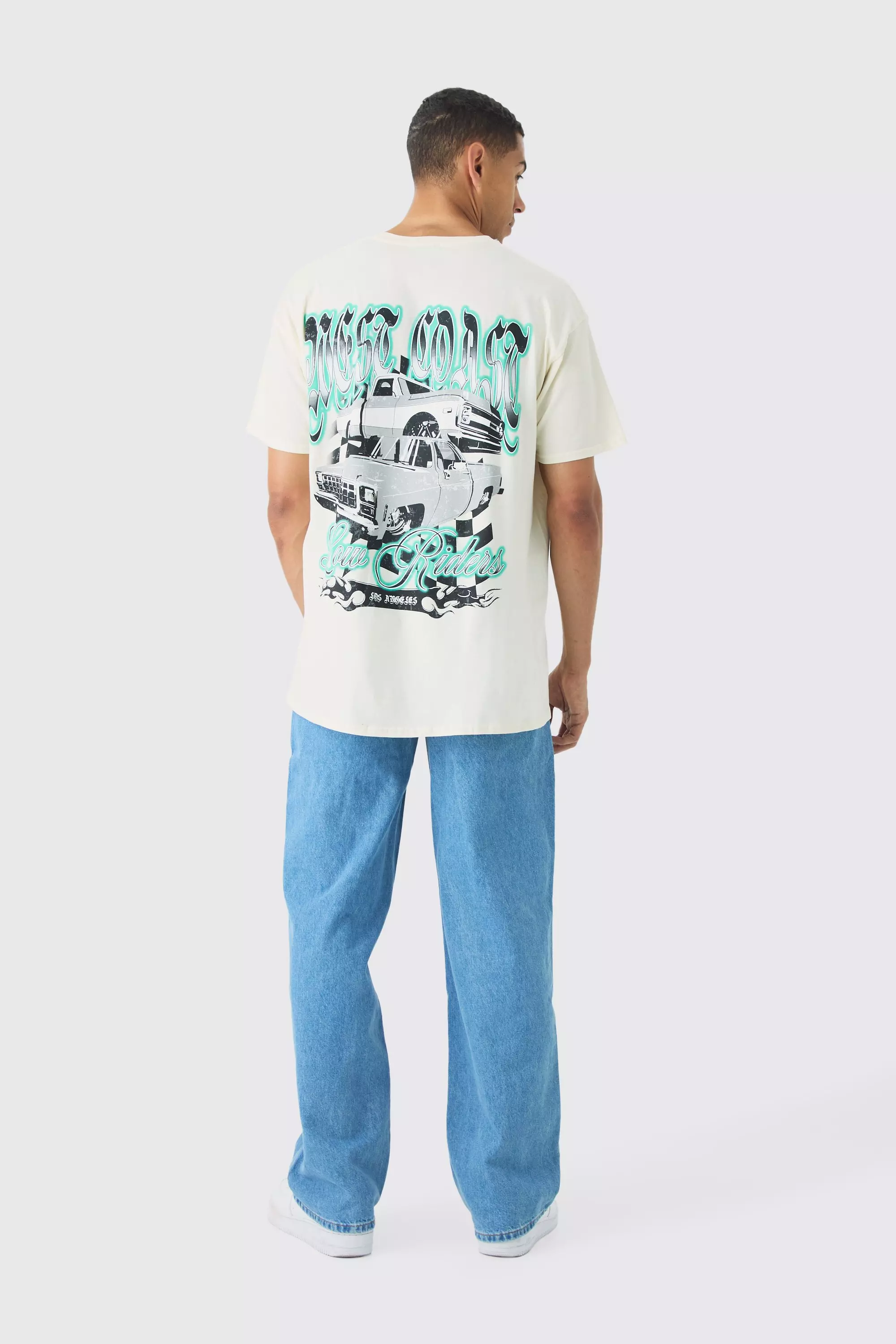Light blue Onbewerkte Baggy Overlay Jeans alternatieve afbeelding
